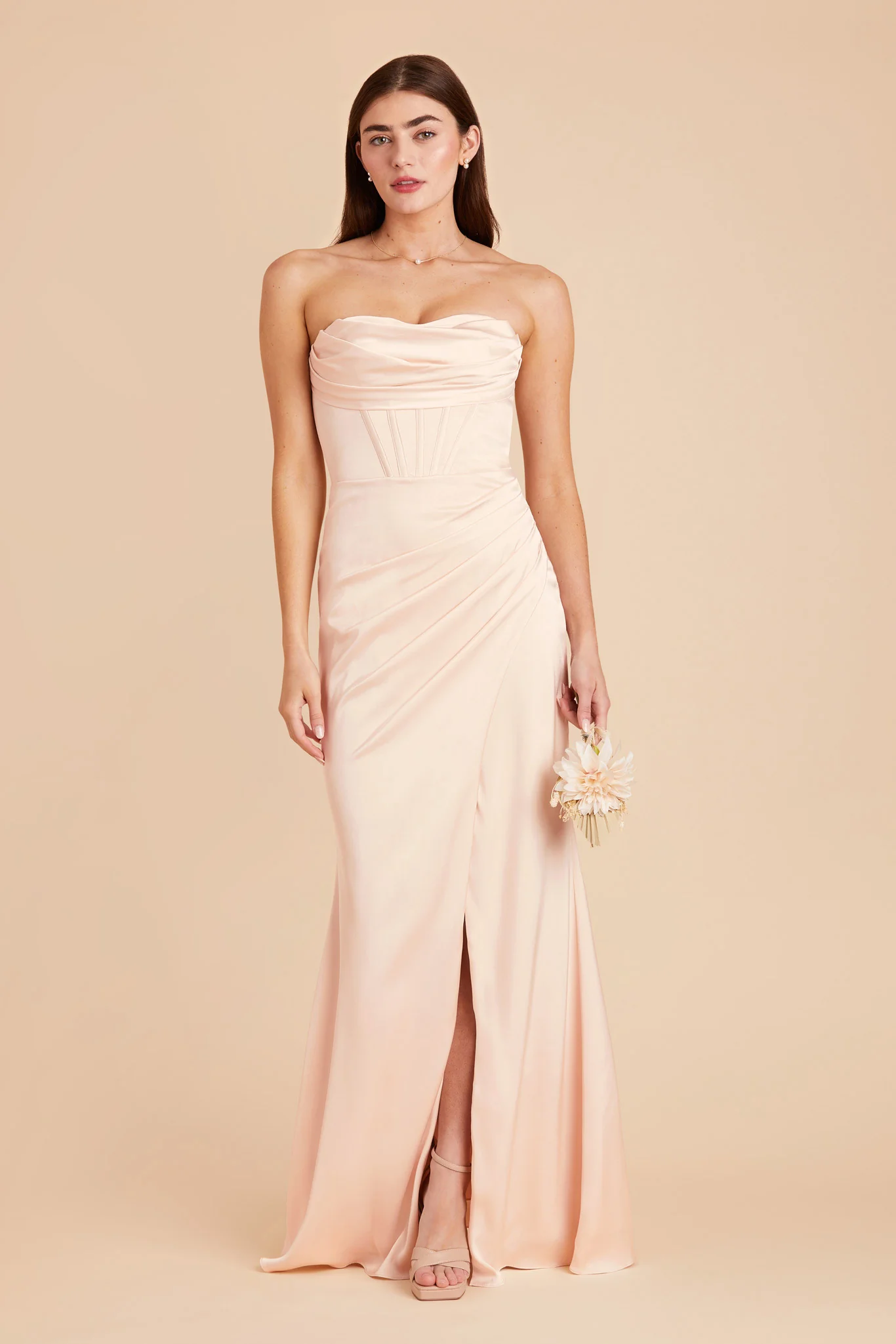 Carrie Matte Satin Dress - Champagne - Image 5