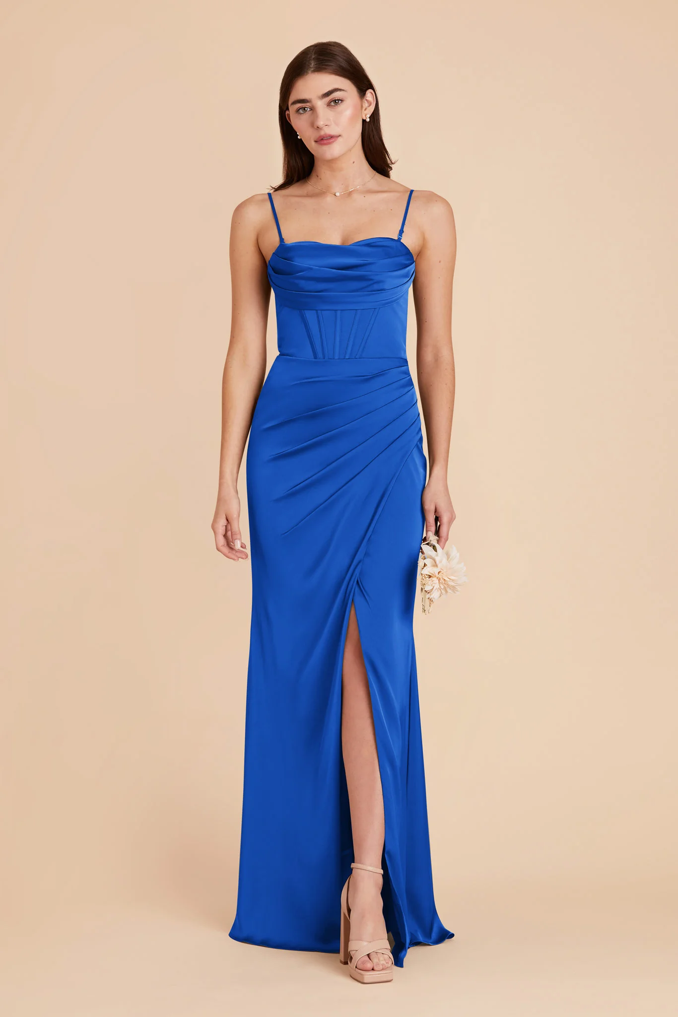 Carrie Matte Satin Dress - Cobalt Blue - Image 10