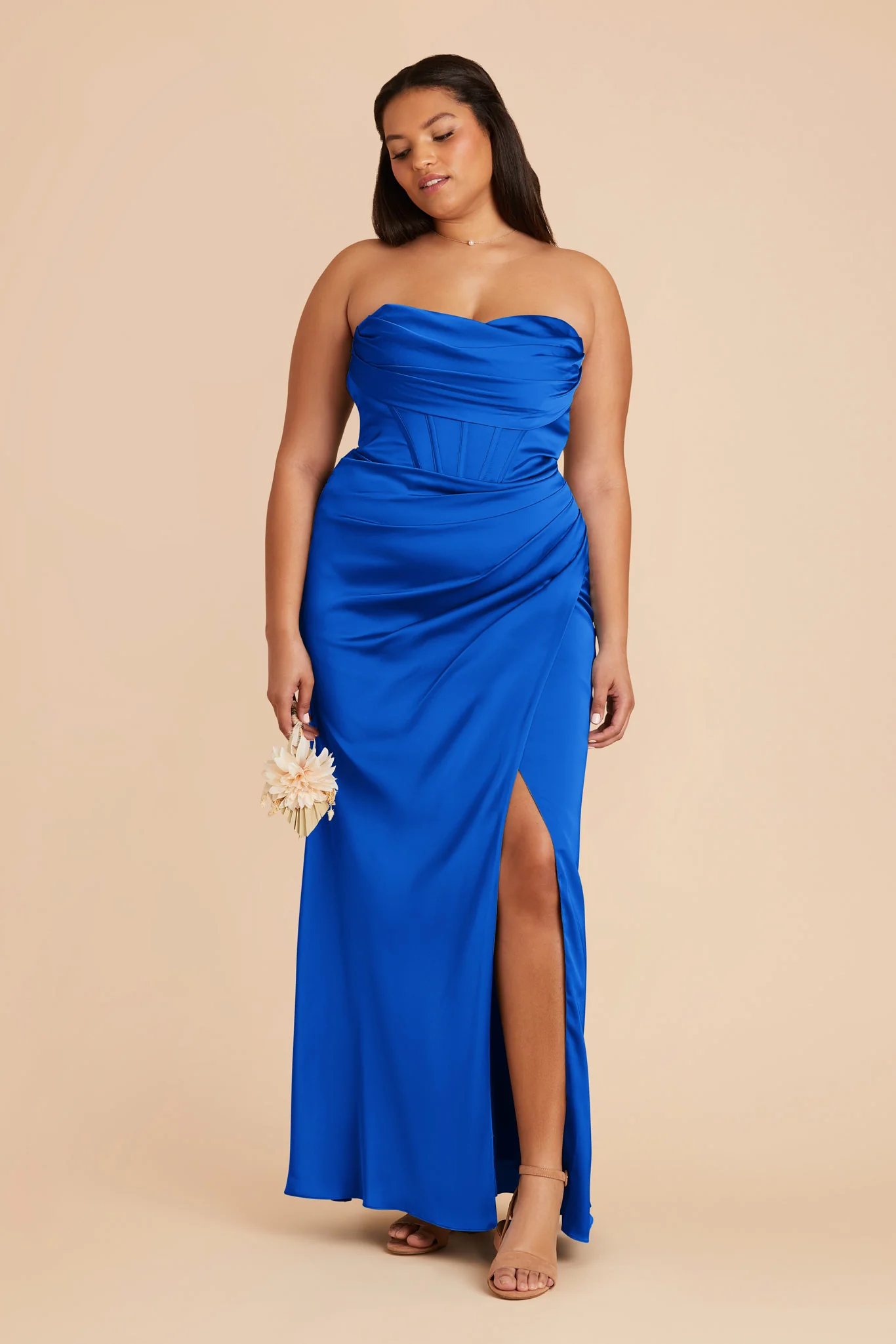 Carrie Matte Satin Dress - Cobalt Blue - Image 14
