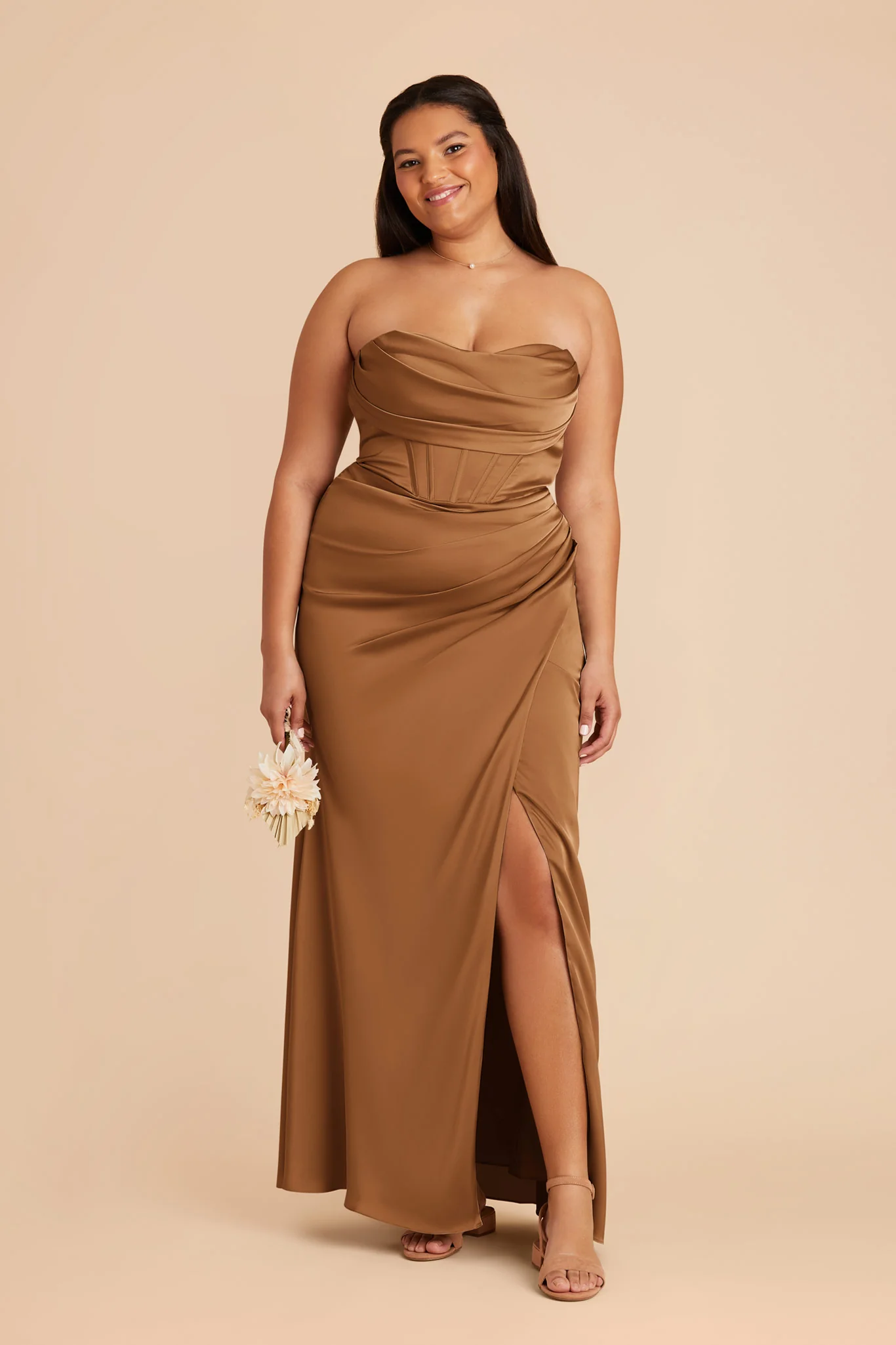 Carrie Matte Satin Dress - Copper - Image 2