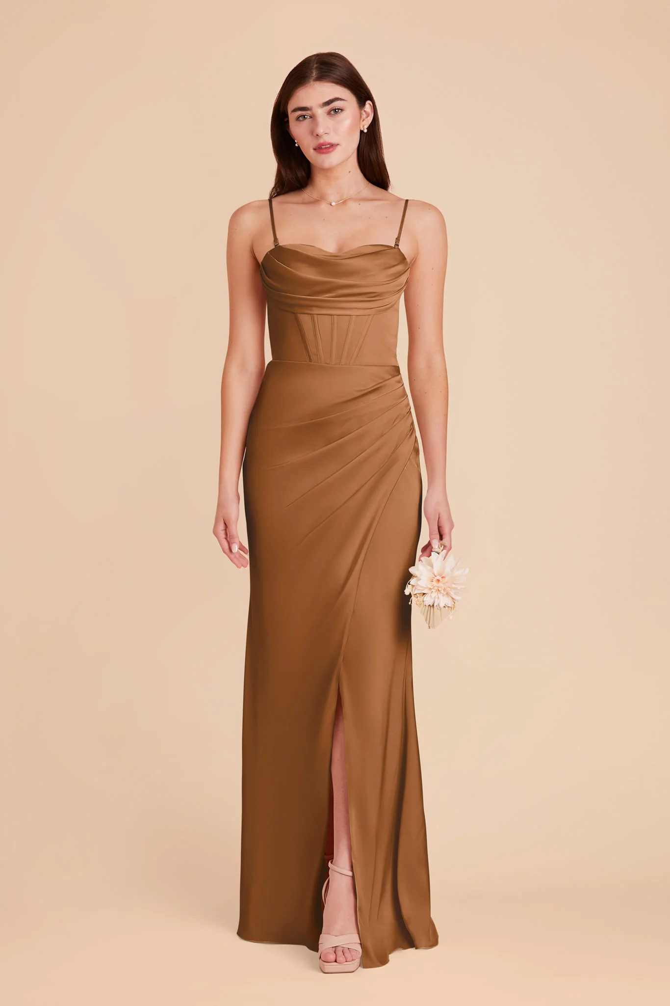 Carrie Matte Satin Dress - Copper - Image 3