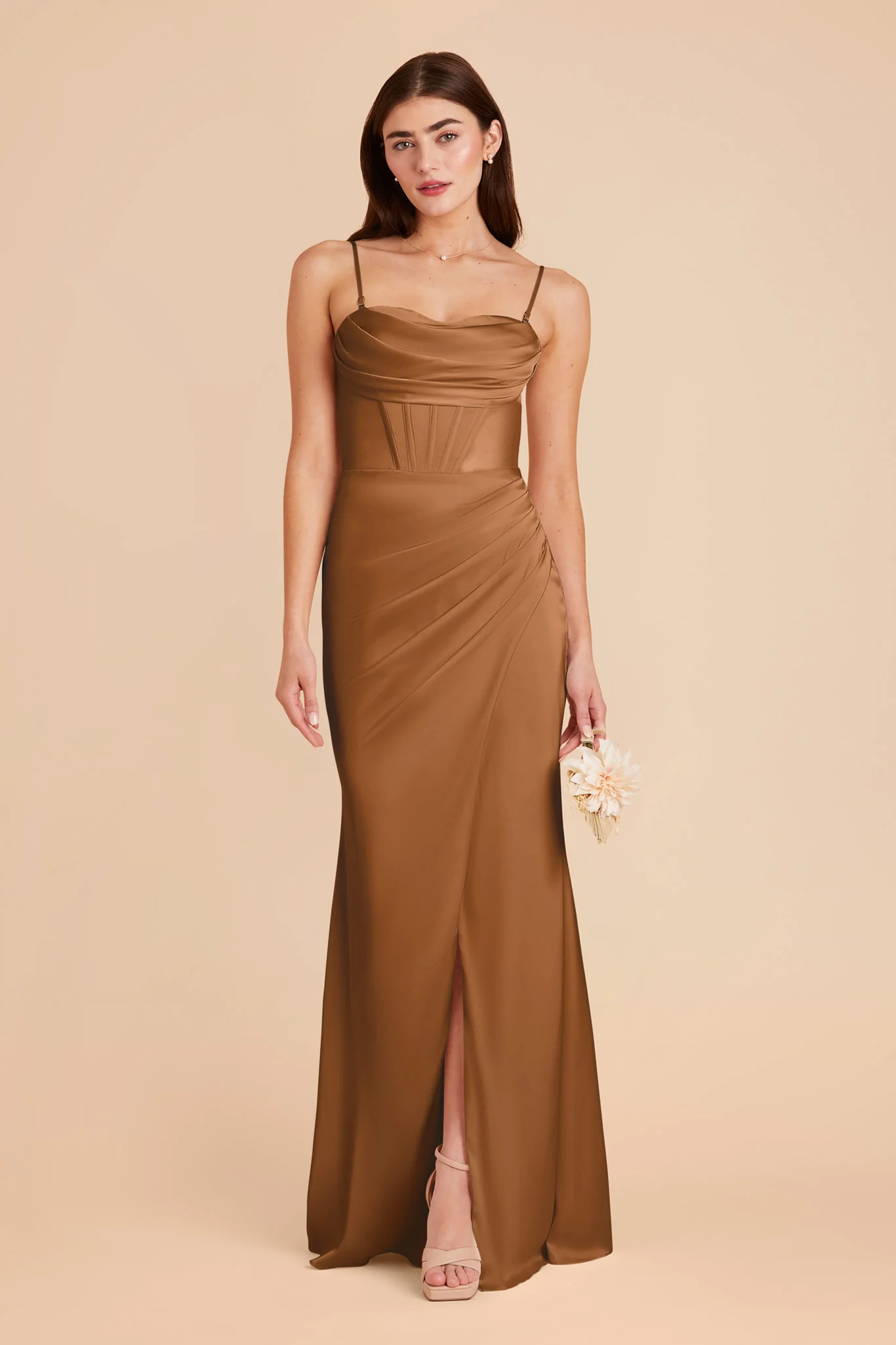 Carrie Matte Satin Dress - Copper - Image 4