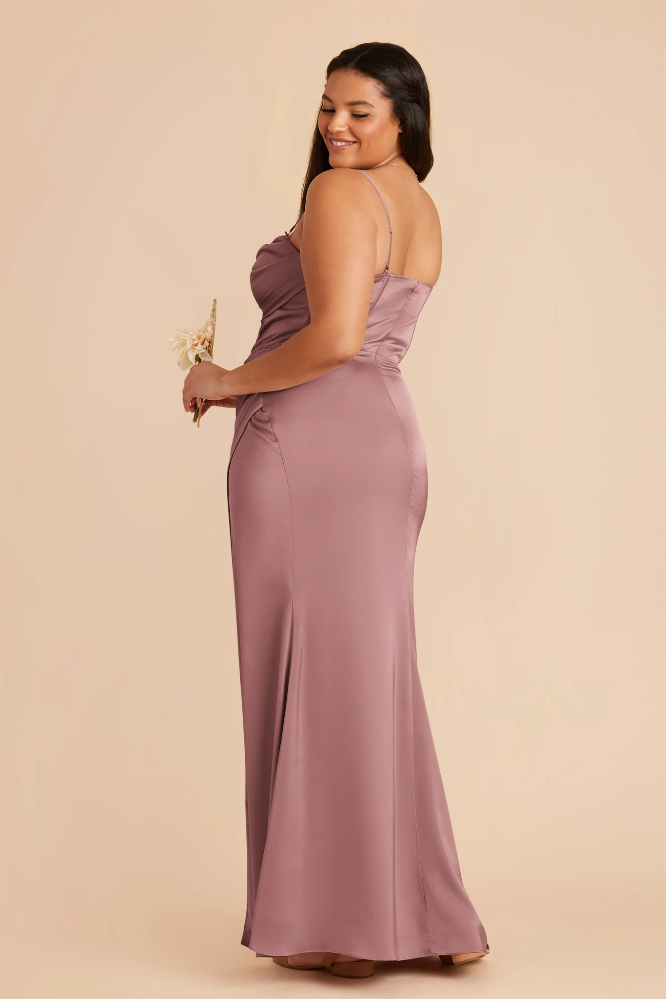 Carrie Matte Satin Dress - Dark Mauve - Image 8