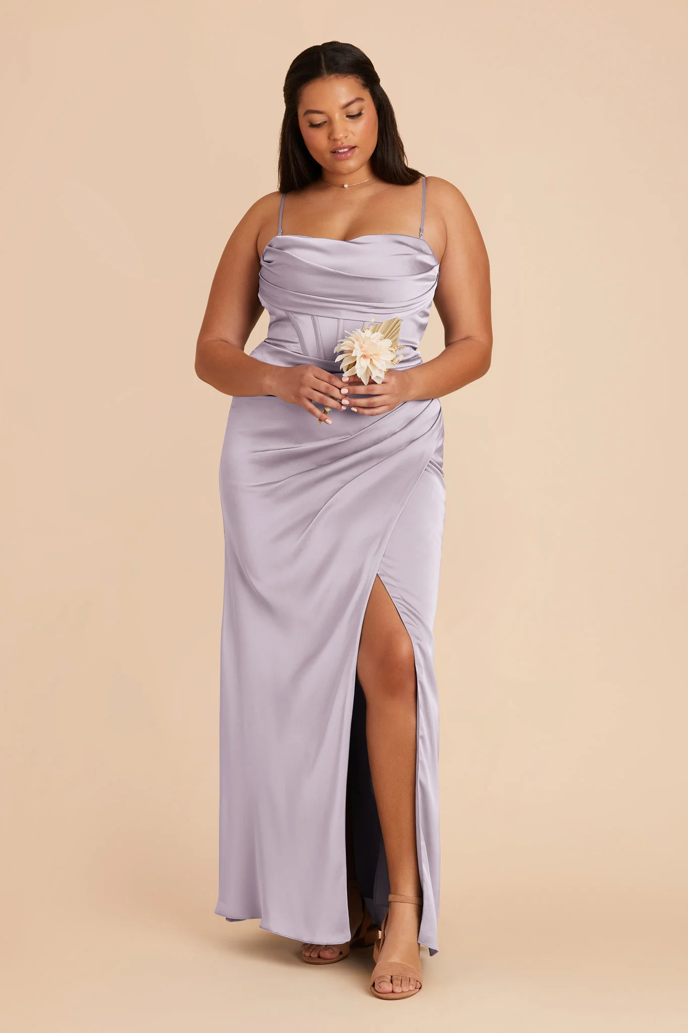 Carrie Matte Satin Dress - Dusty Lilac - Image 10