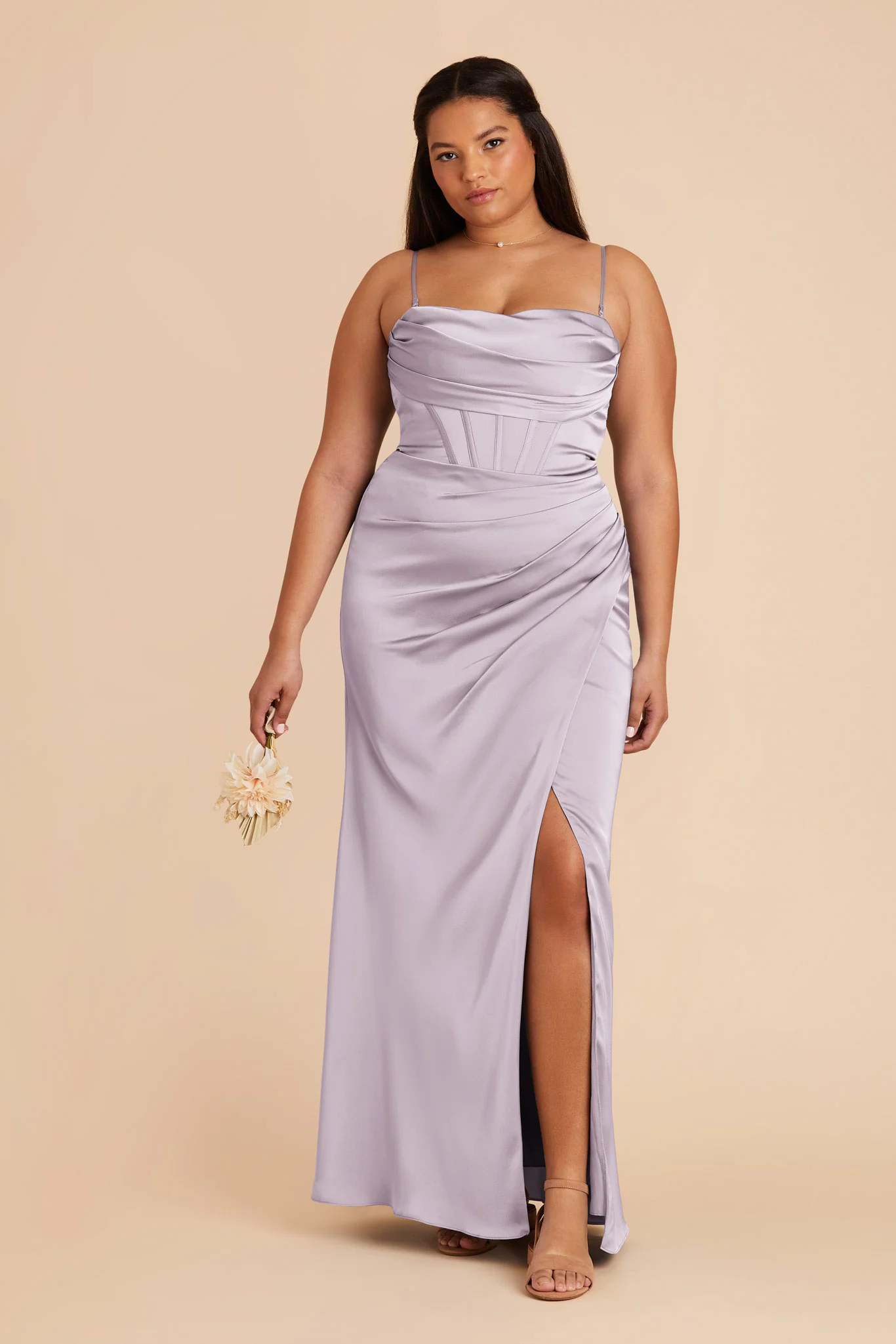 Carrie Matte Satin Dress - Dusty Lilac - Image 2