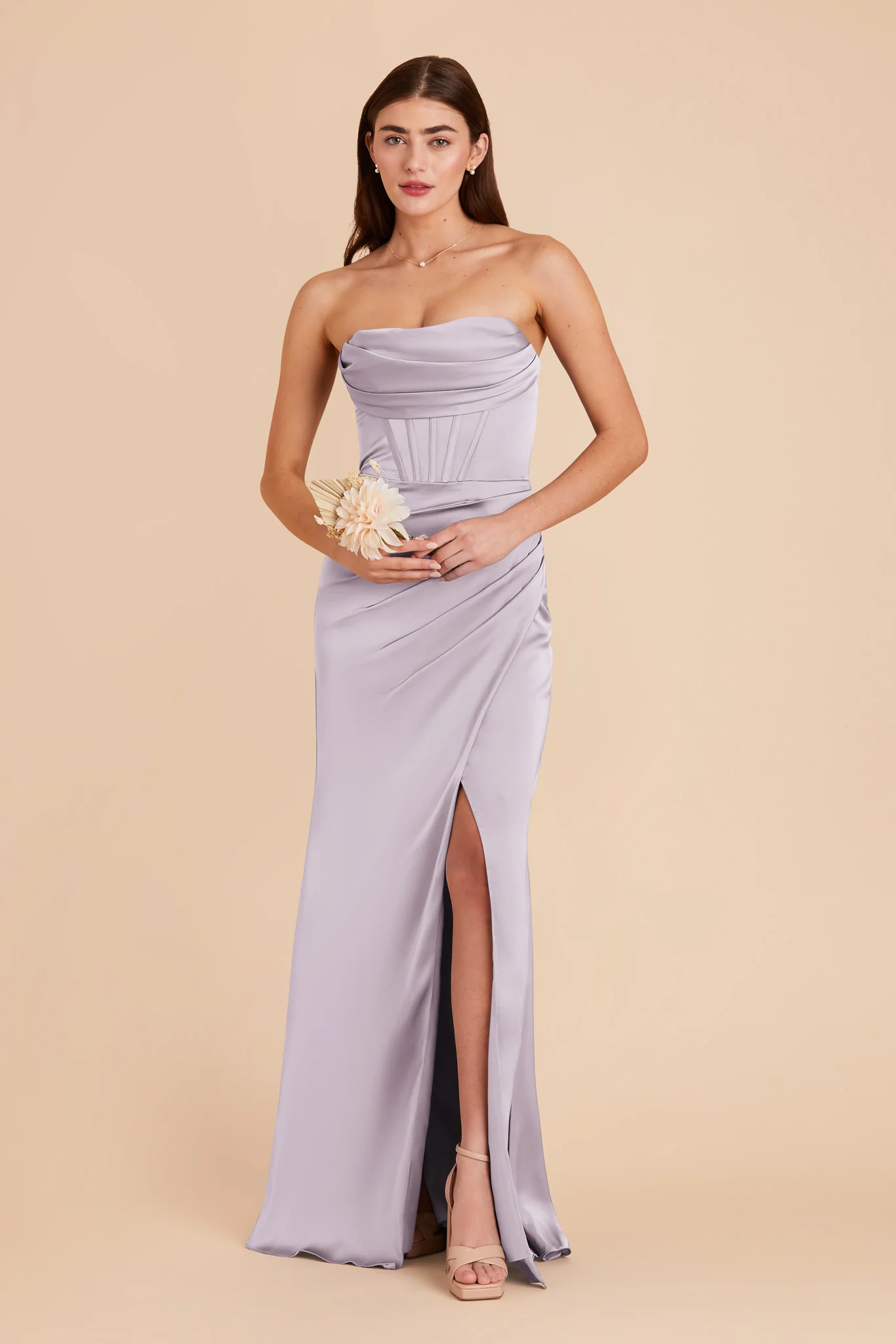 Carrie Matte Satin Dress - Dusty Lilac - Image 3