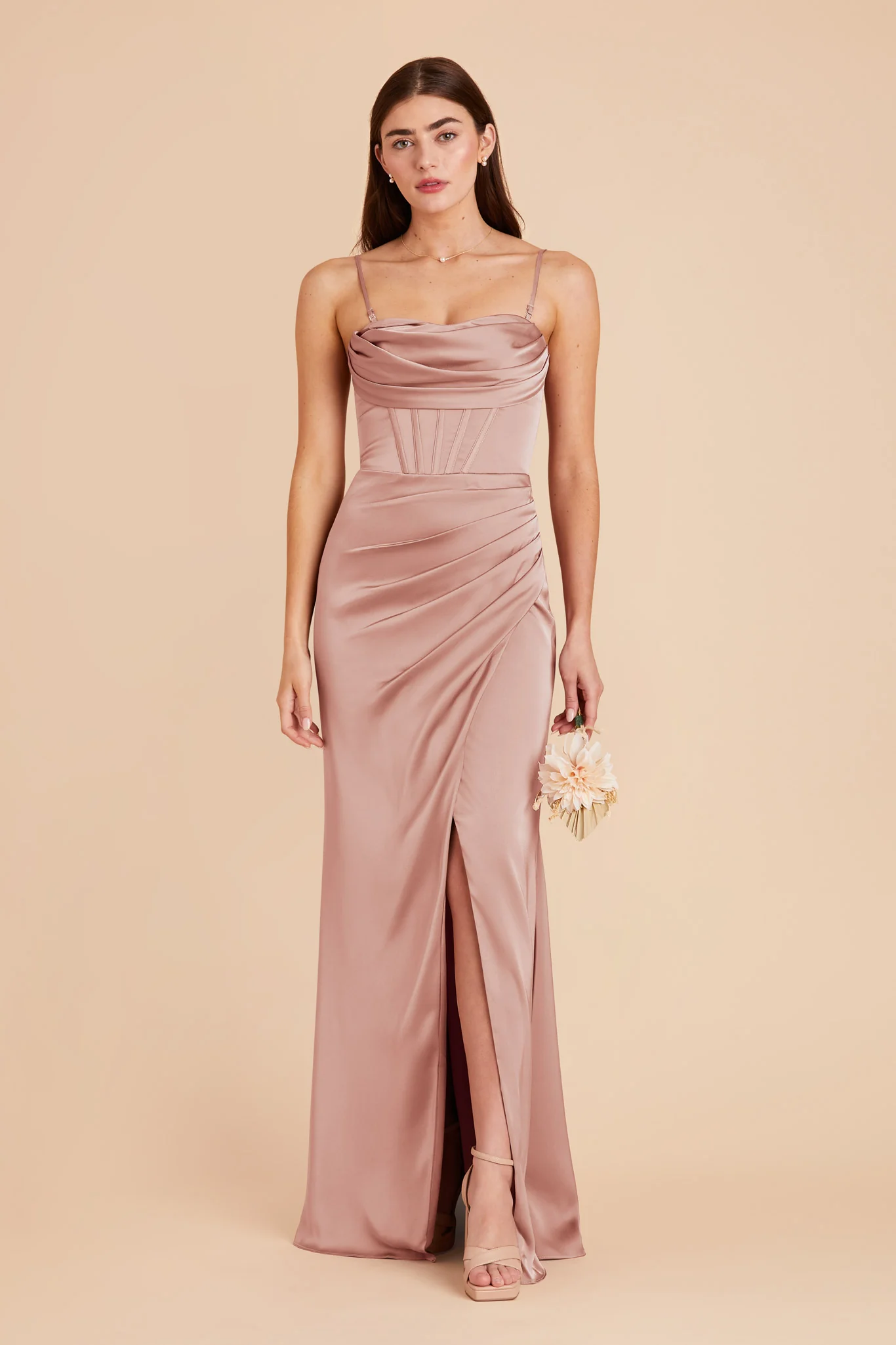 Carrie Matte Satin Dress - English Rose - Image 5