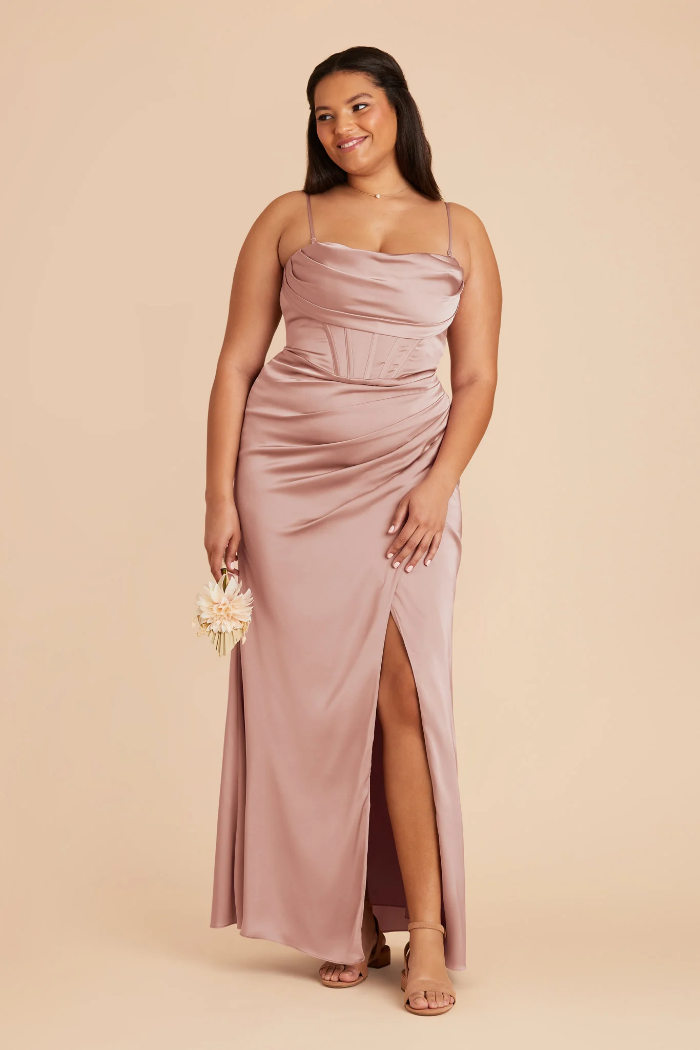 Carrie Matte Satin Dress - English Rose - Image 8