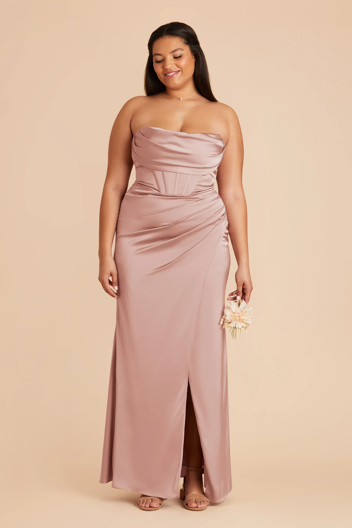 Carrie Matte Satin Dress - English Rose - Image 9