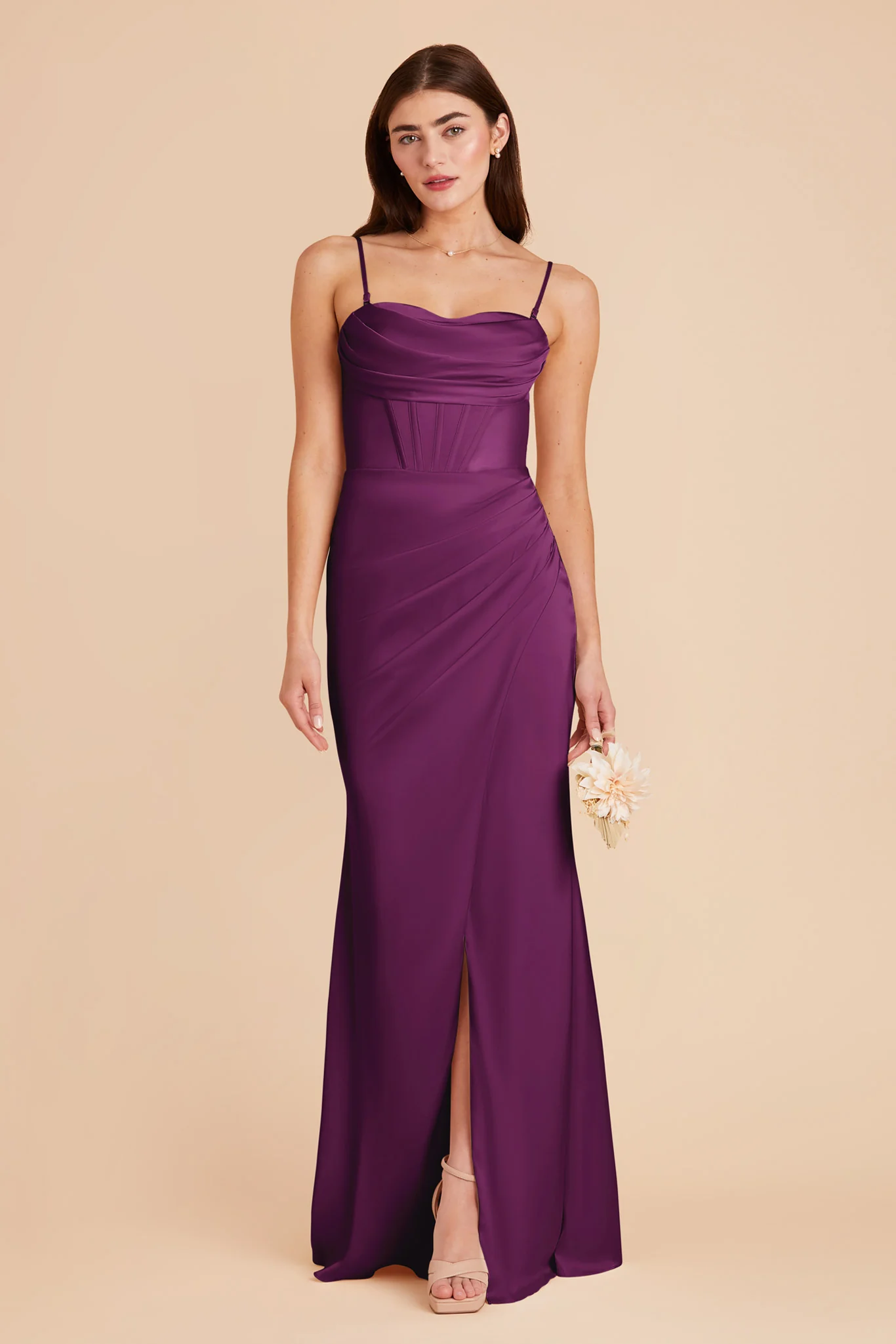 Carrie Matte Satin Dress - Fig - Image 5