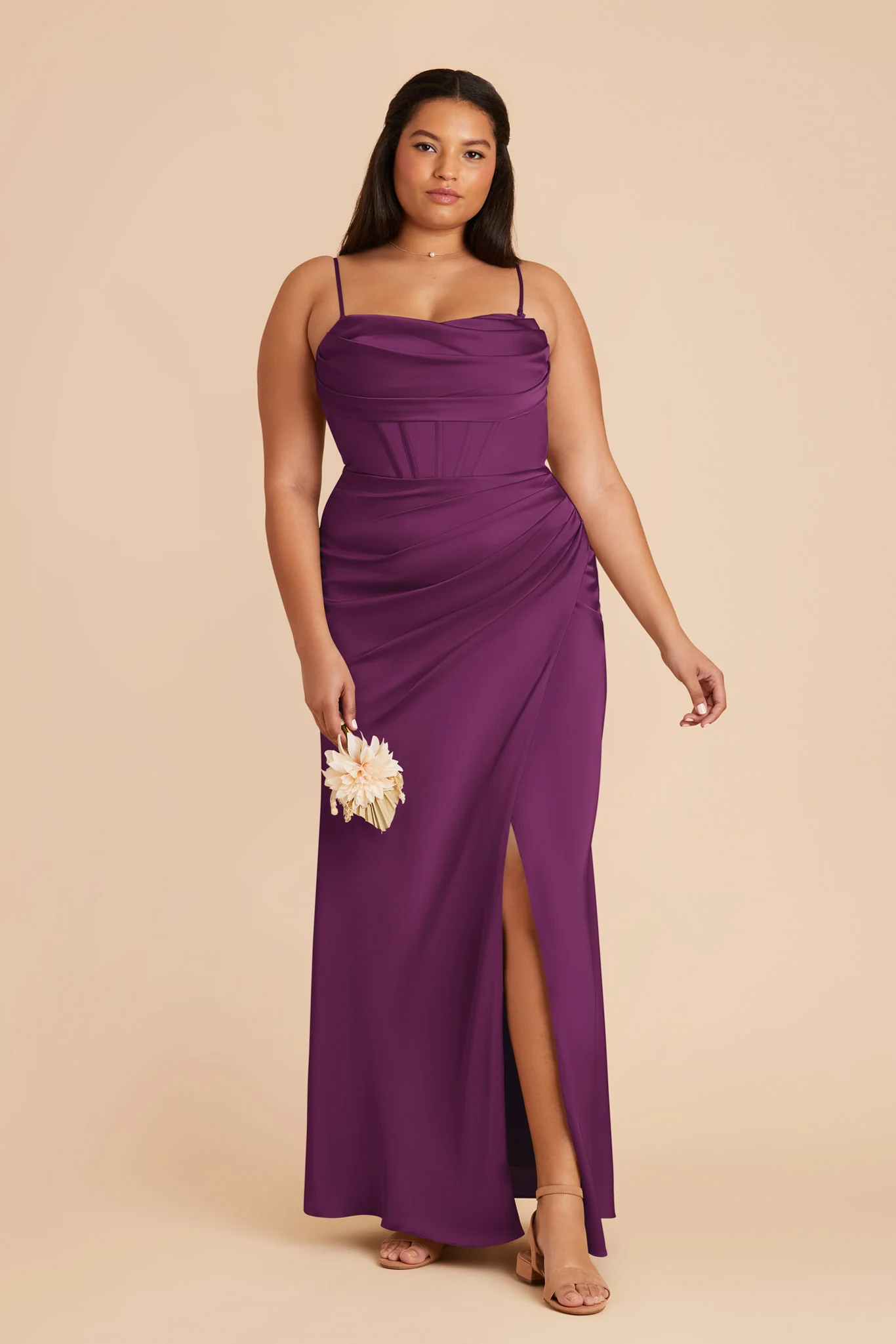 Carrie Matte Satin Dress - Fig - Image 8