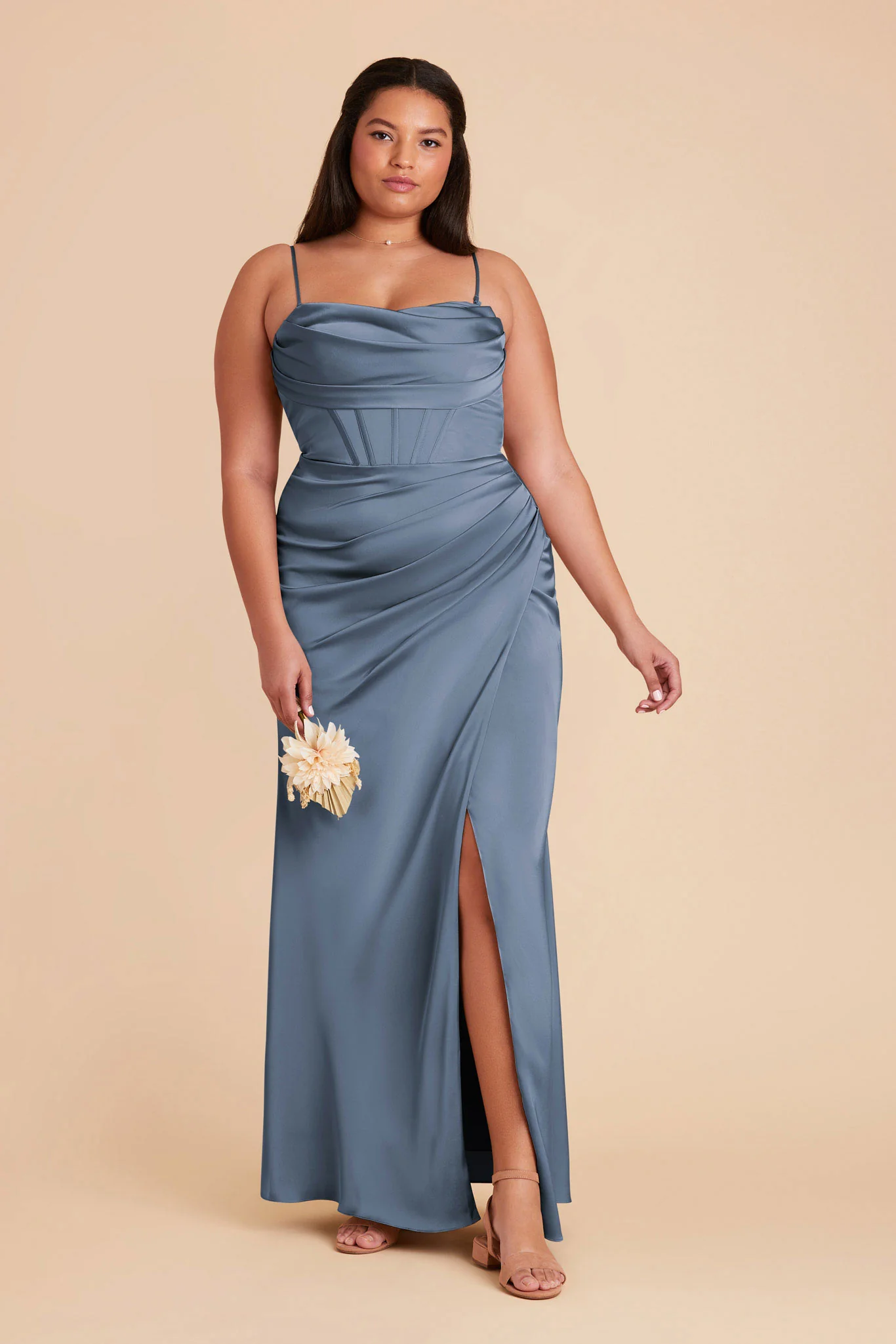 Carrie Matte Satin Dress - French Blue - Image 2