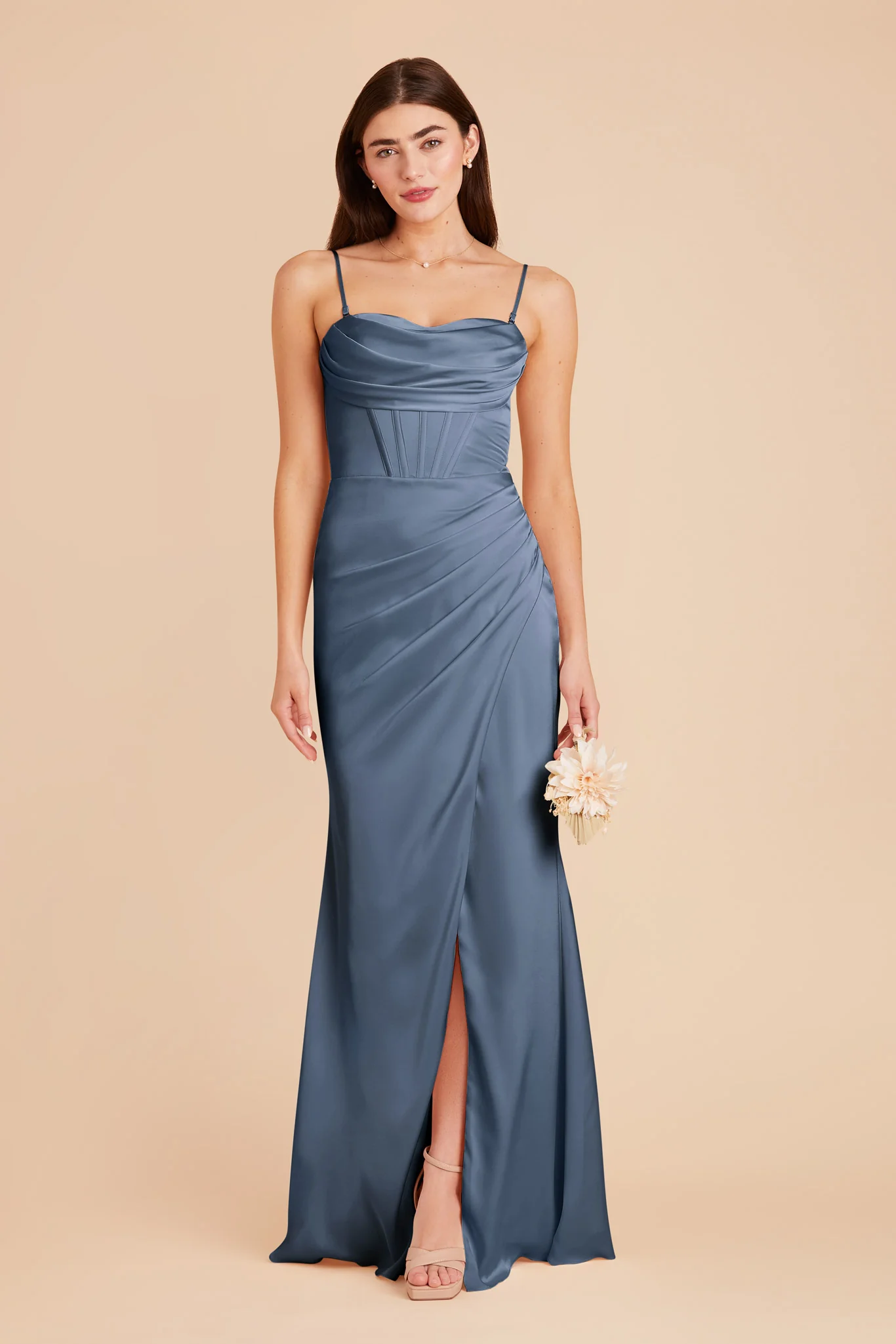 Carrie Matte Satin Dress - French Blue - Image 5