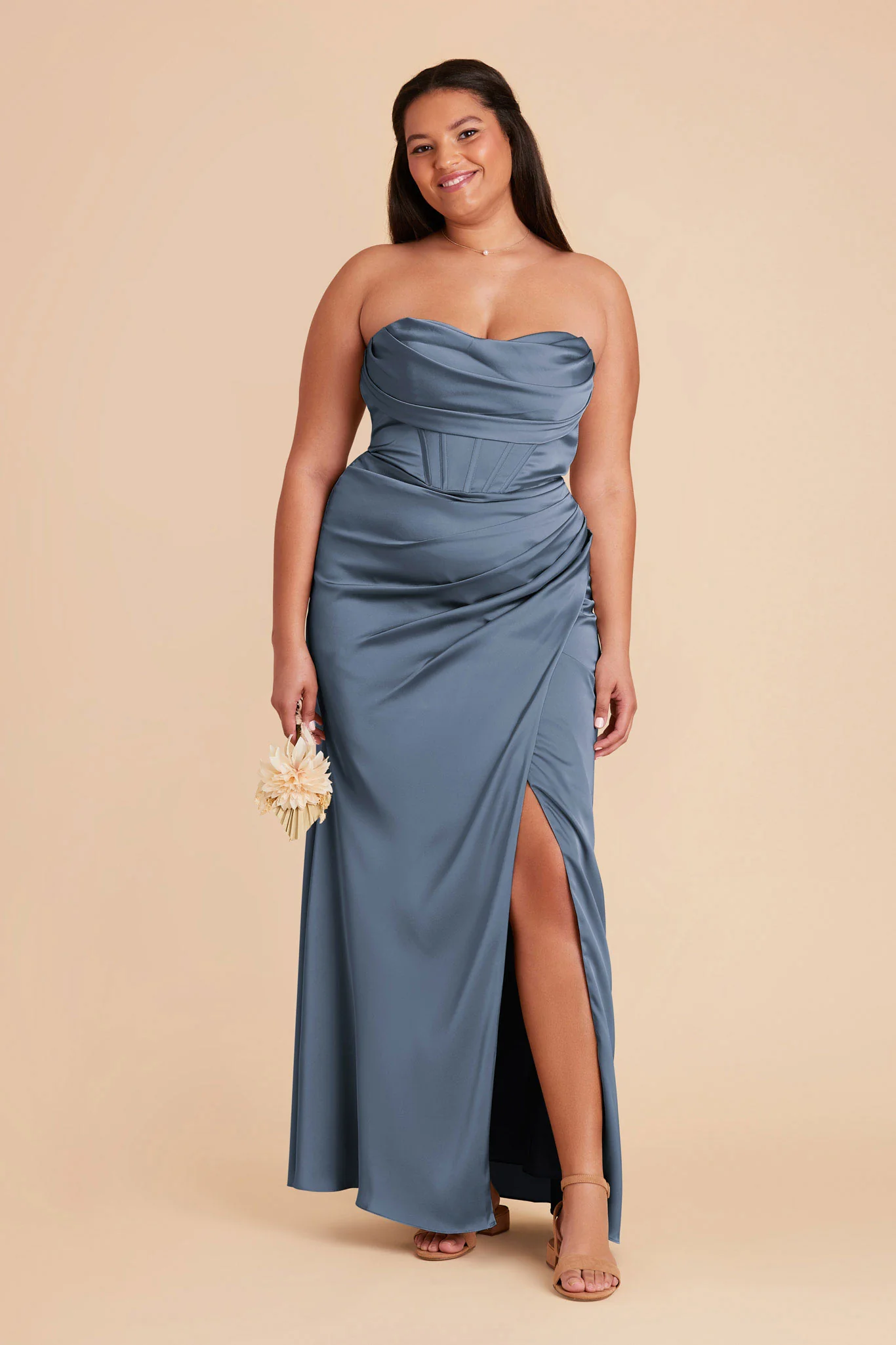 Carrie Matte Satin Dress - French Blue - Image 8
