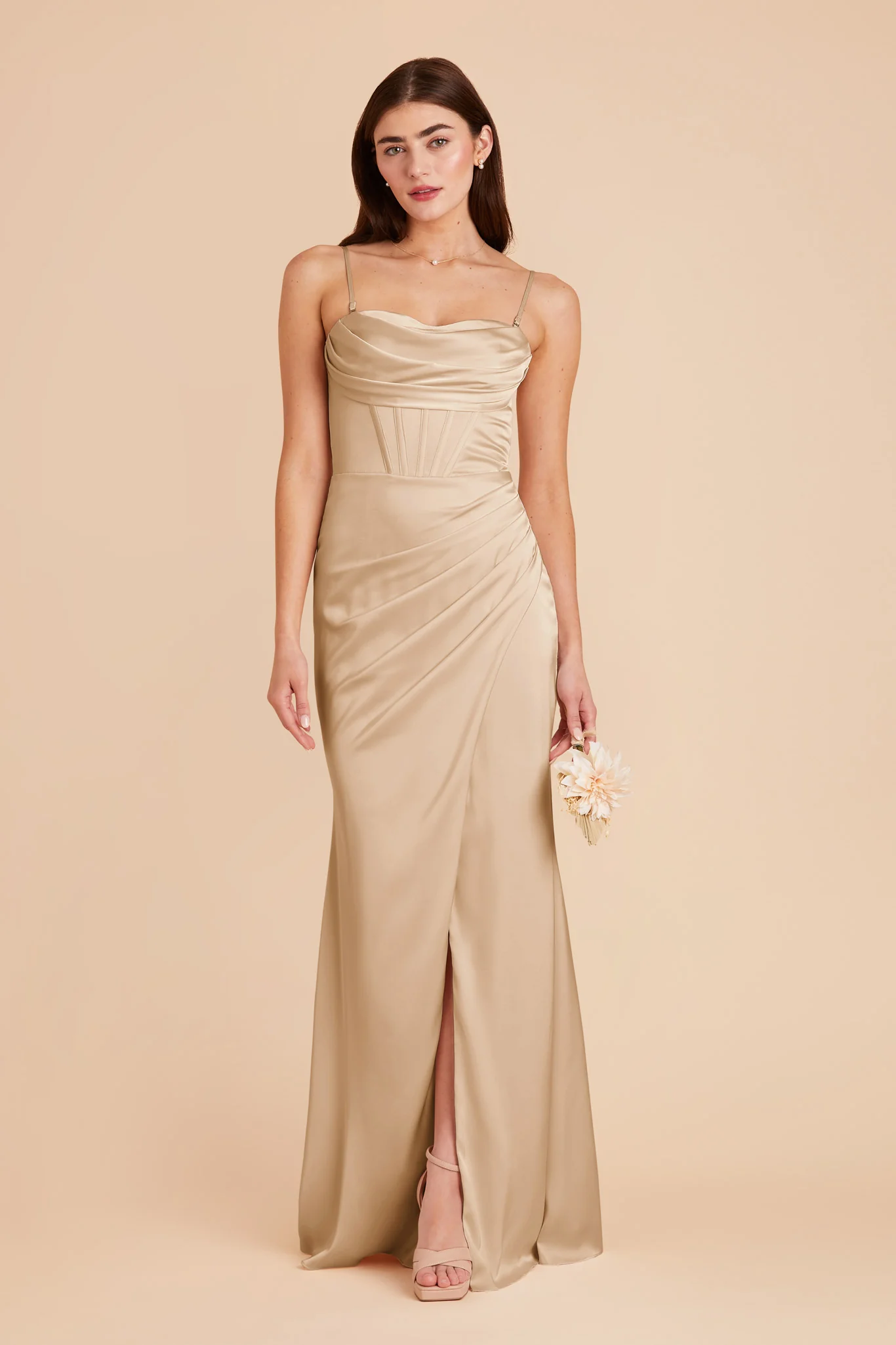 Carrie Matte Satin Dress - Gold