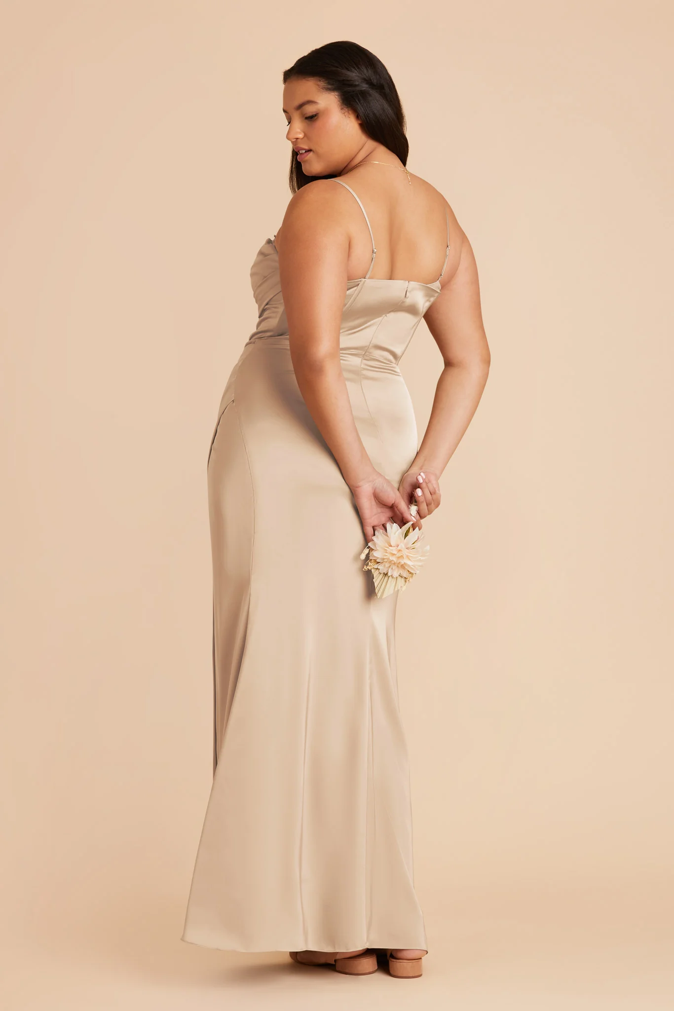 Carrie Matte Satin Dress - Gold - Image 5