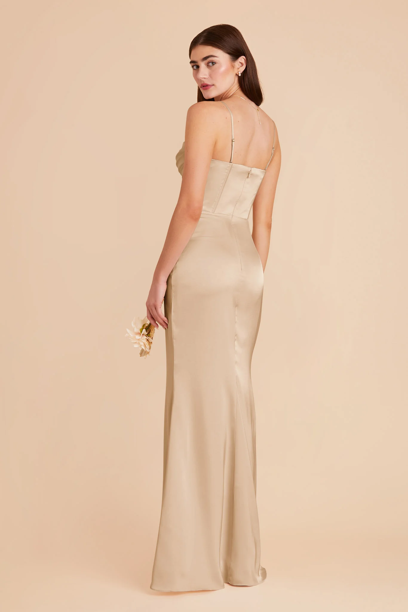 Carrie Matte Satin Dress - Gold - Image 6