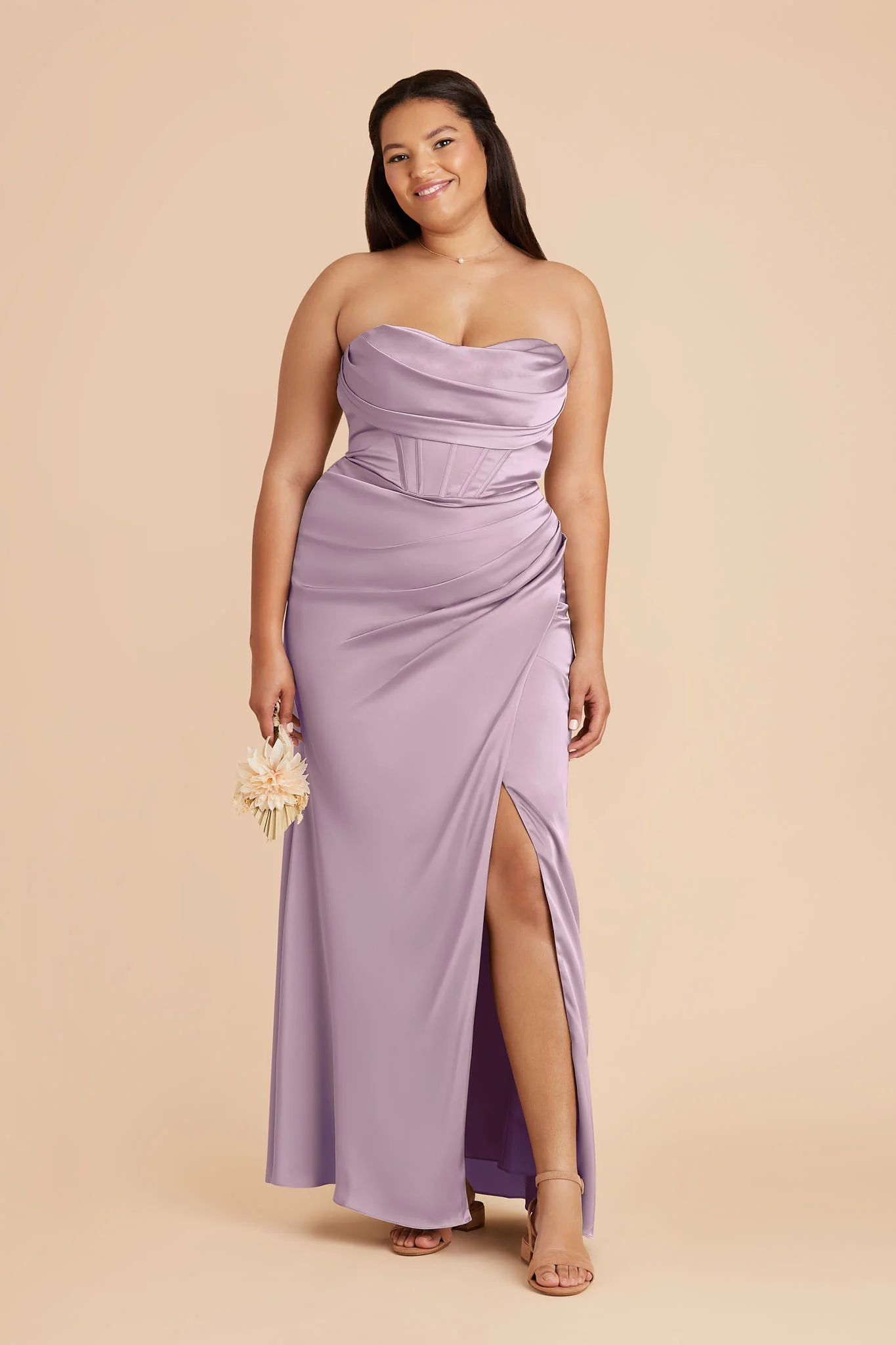 Carrie Matte Satin Dress - Lavender - Image 5