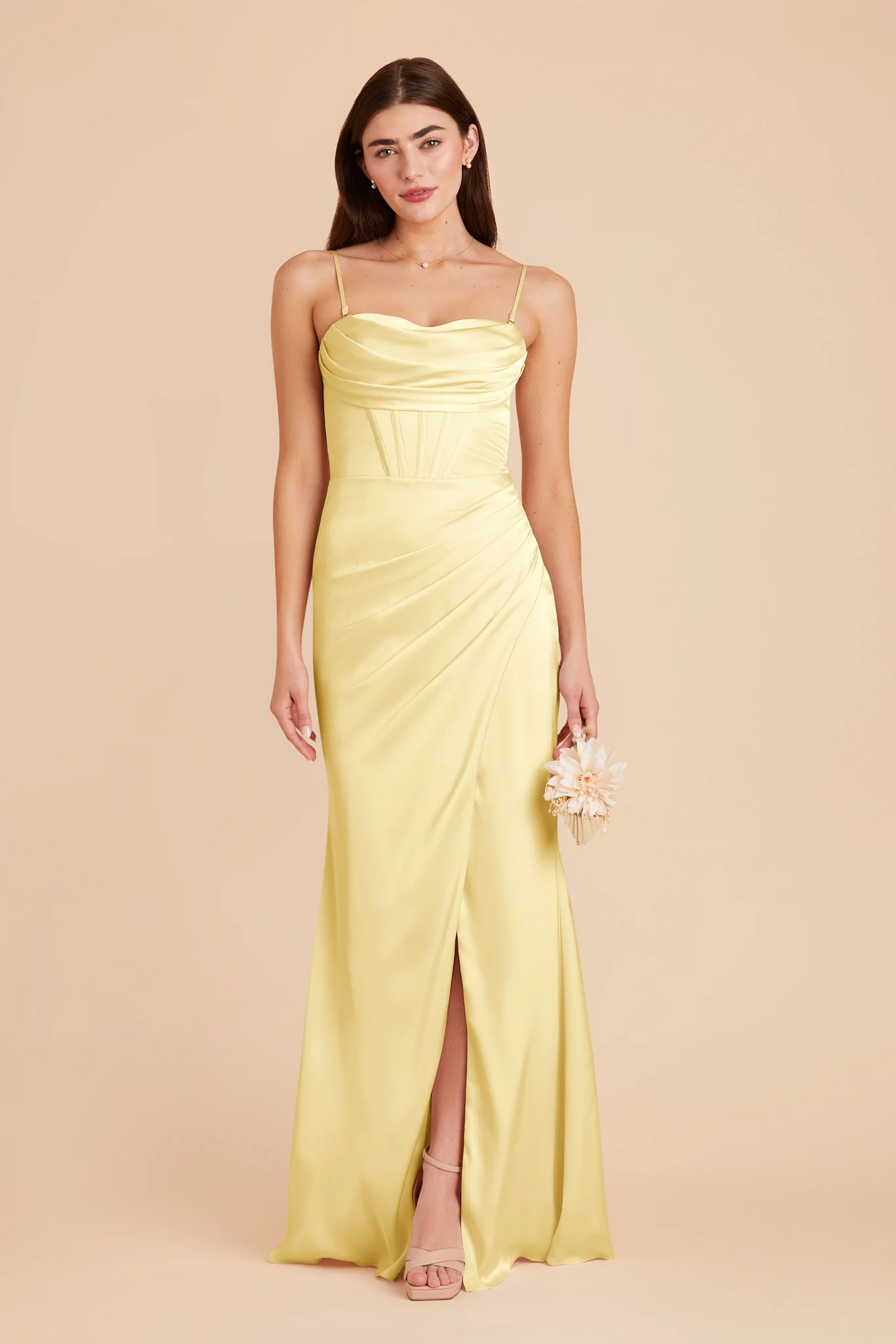 Carrie Matte Satin Dress - Lemon Sorbet