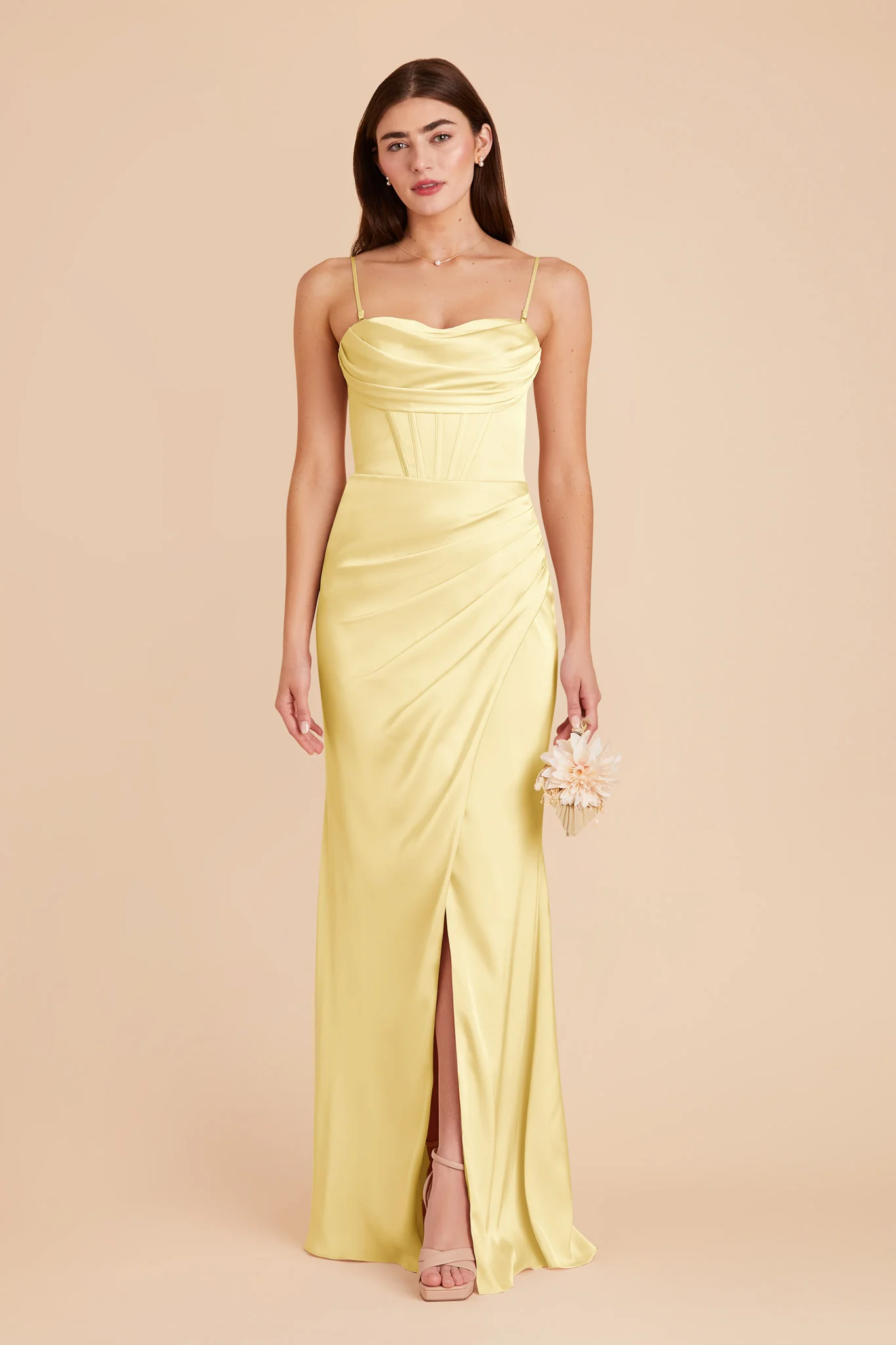 Carrie Matte Satin Dress - Lemon Sorbet - Image 3