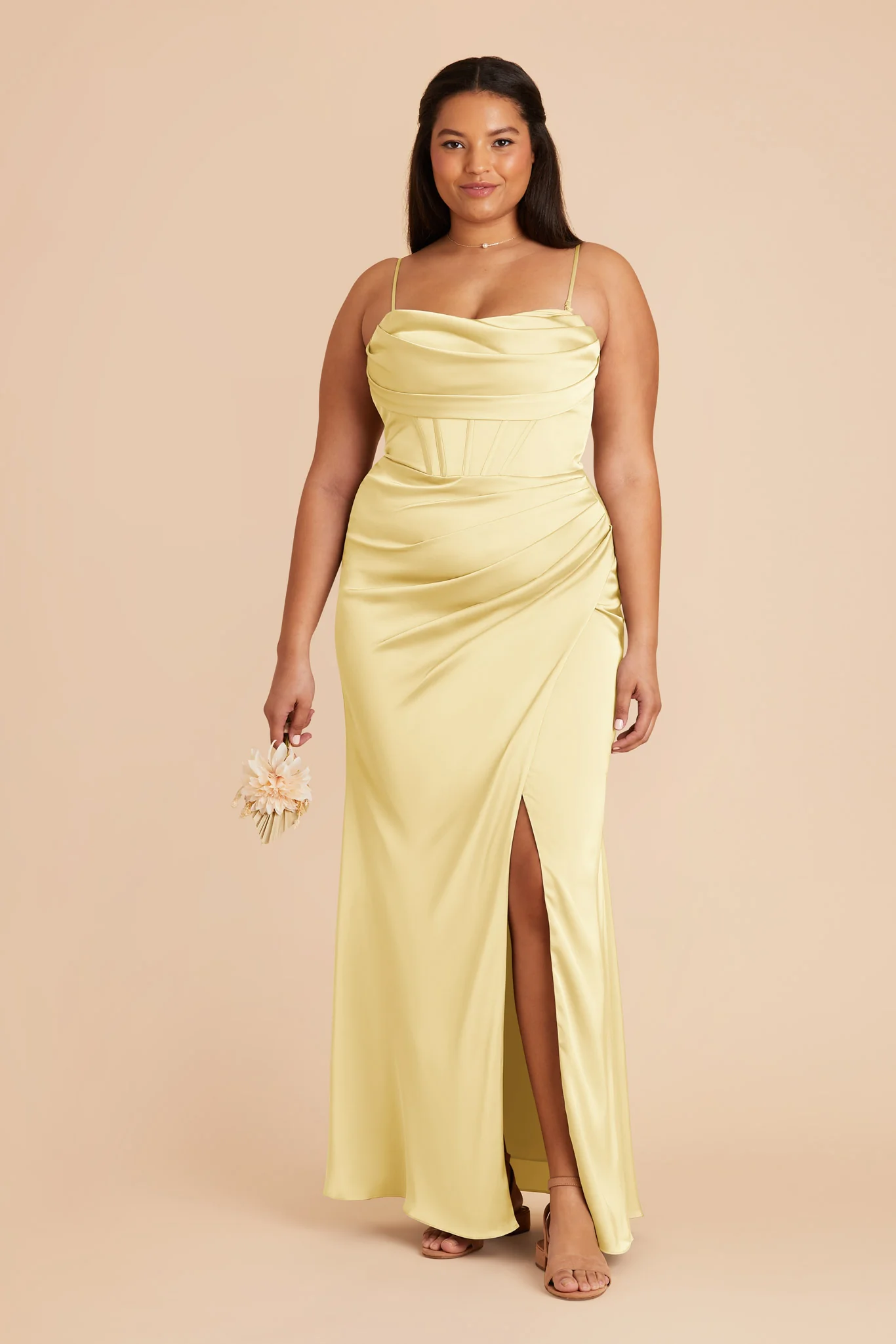 Carrie Matte Satin Dress - Lemon Sorbet - Image 7
