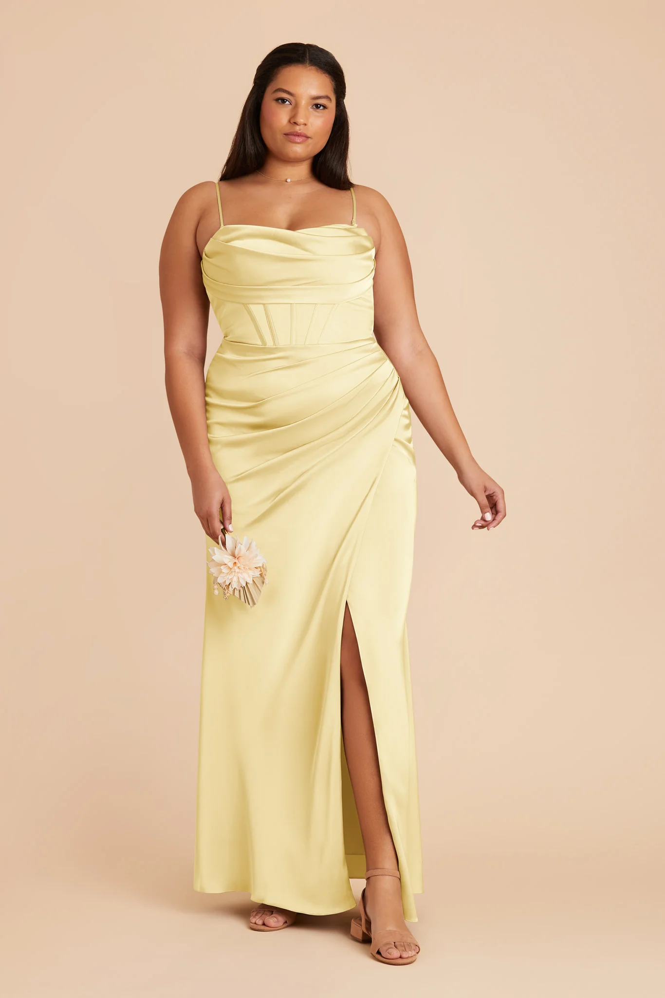 Carrie Matte Satin Dress - Lemon Sorbet - Image 8