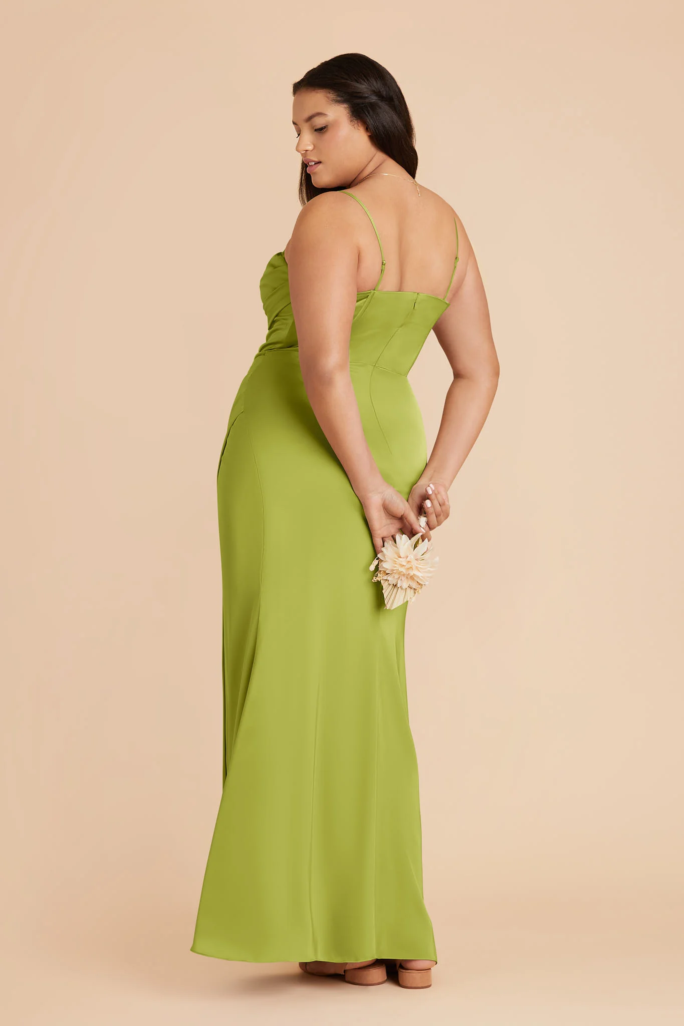Carrie Matte Satin Dress - Matcha - Image 4