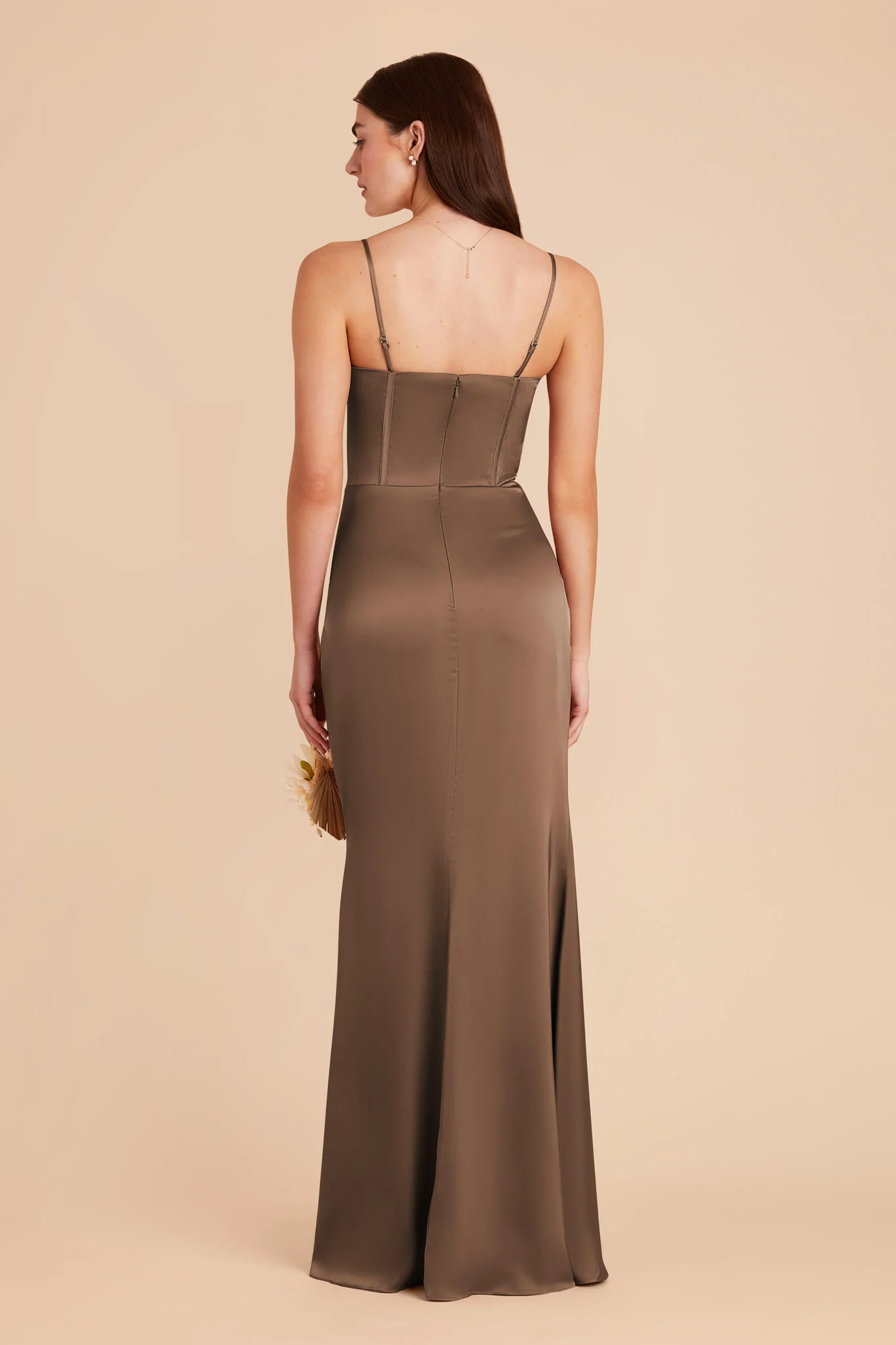 Carrie Matte Satin Dress - Mocha - Image 6