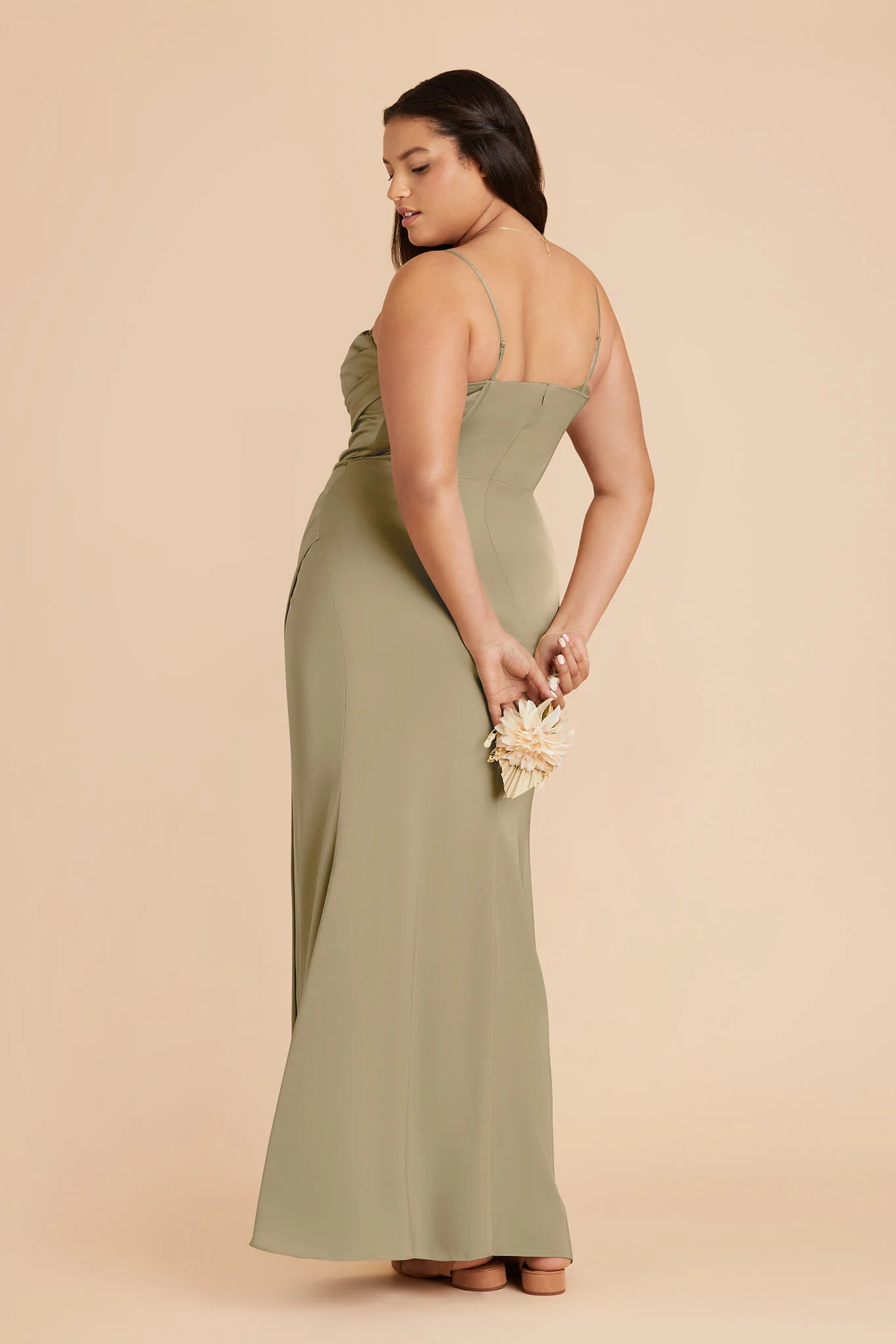Carrie Matte Satin Dress - Moss Green - Image 7