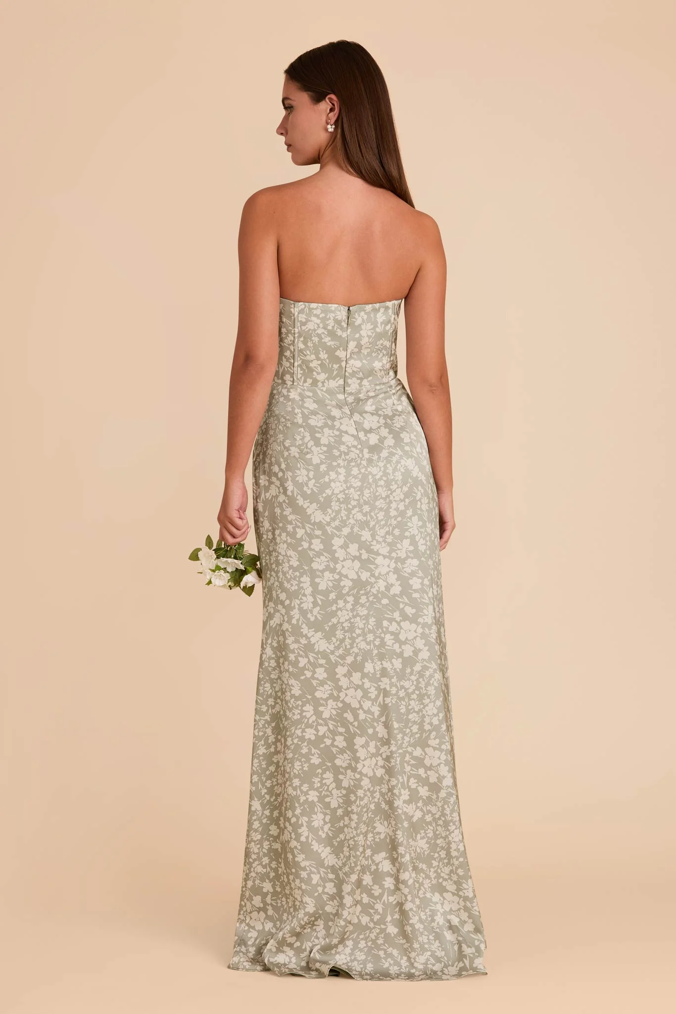 Carrie Matte Satin Dress - Moss Green Dreamy Floral - Image 5