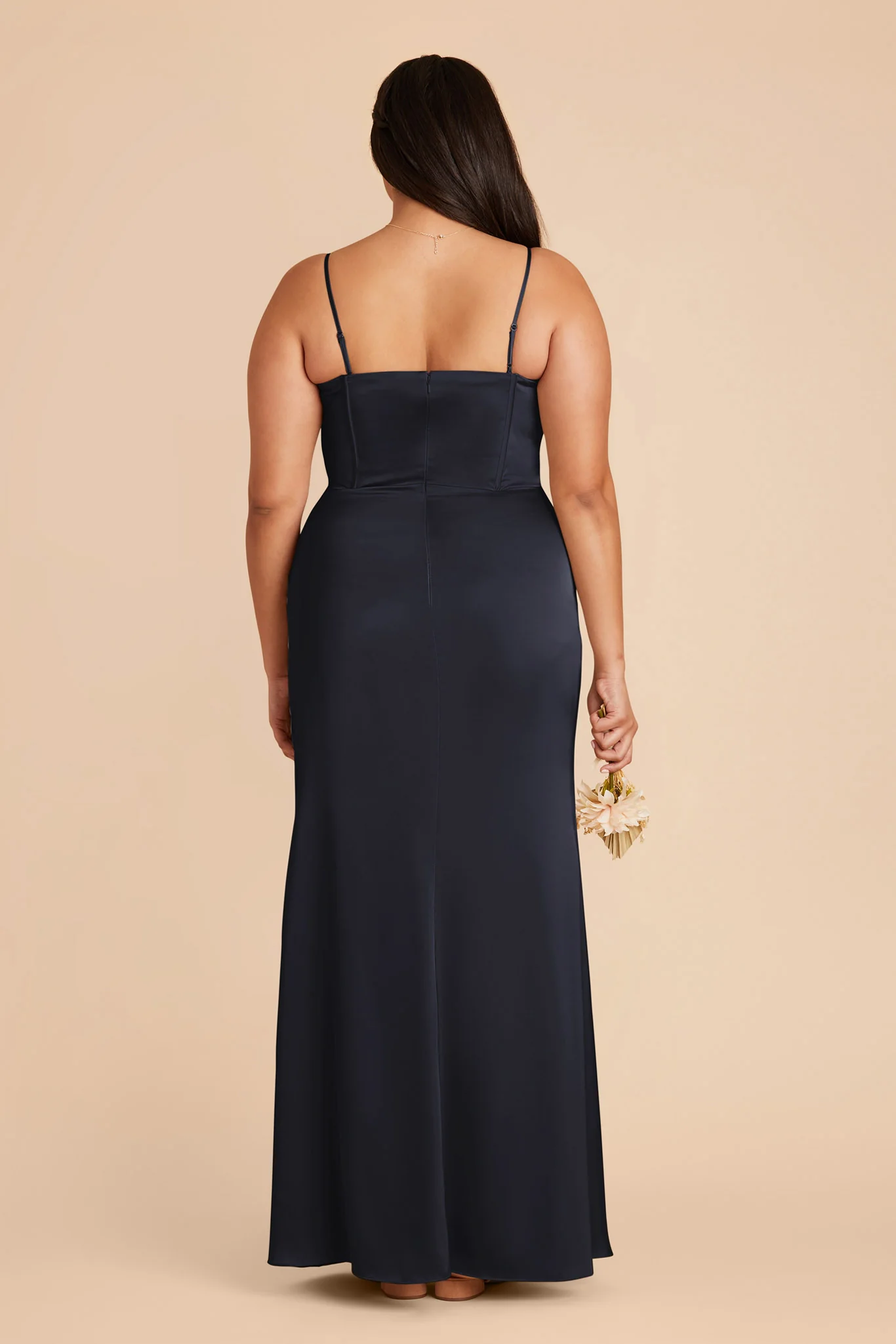 Carrie Matte Satin Dress - Navy - Image 10