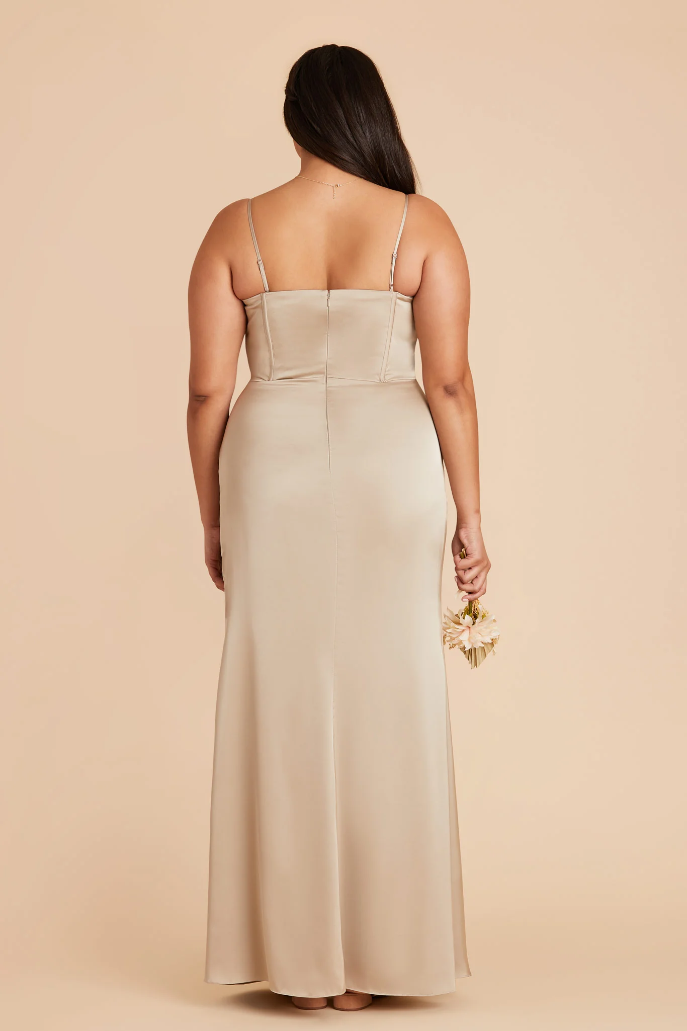 Carrie Matte Satin Dress - Neutral Champagne - Image 11