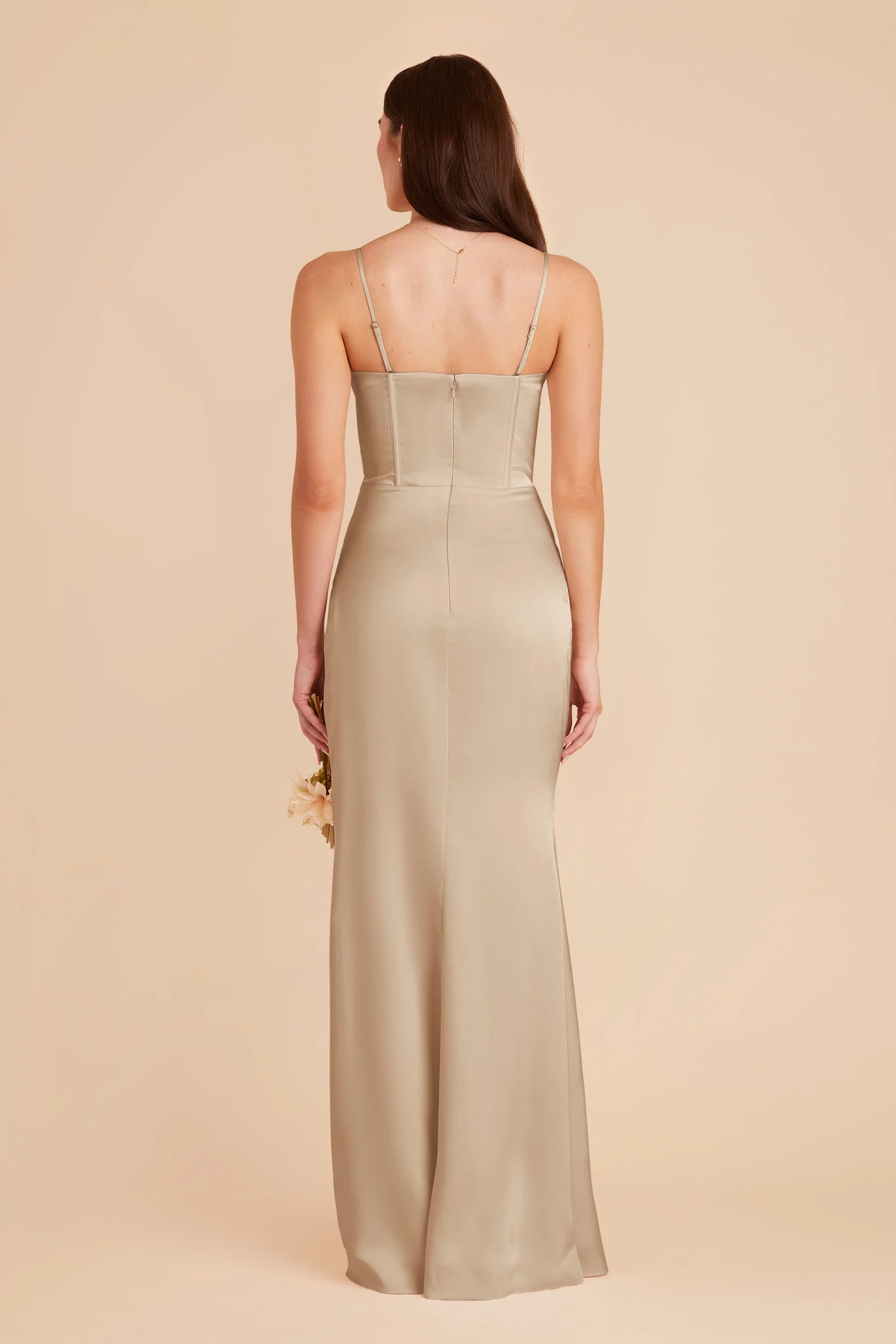 Carrie Matte Satin Dress - Neutral Champagne - Image 4