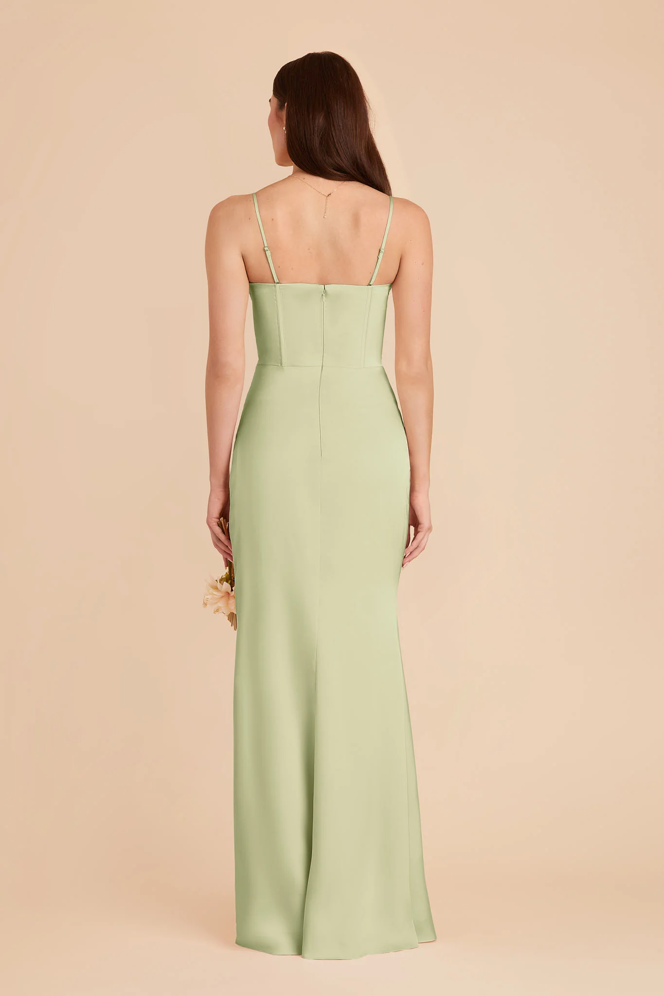 Carrie Matte Satin Dress - Pale Pistachio - Image 2