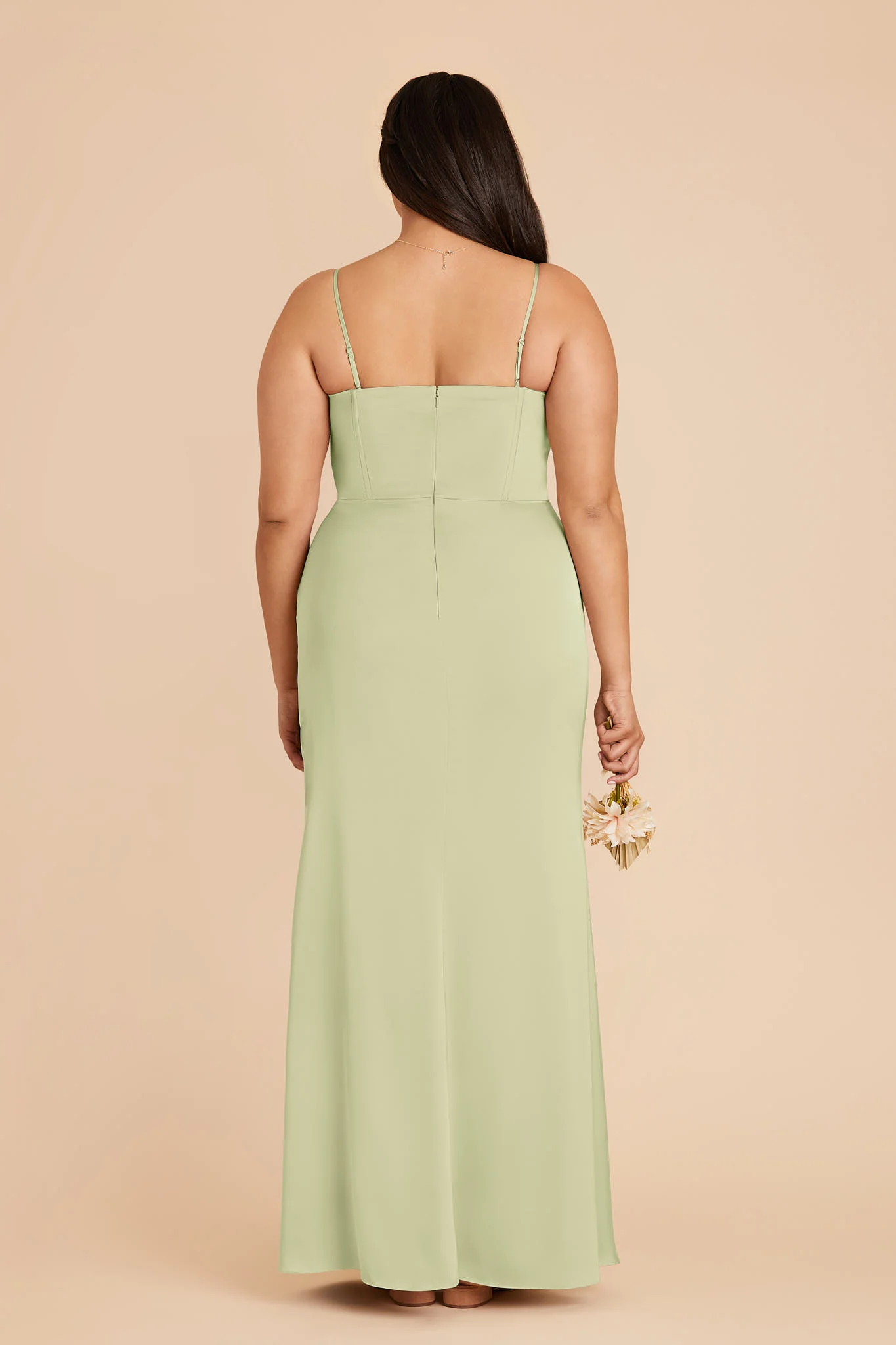 Carrie Matte Satin Dress - Pale Pistachio - Image 5