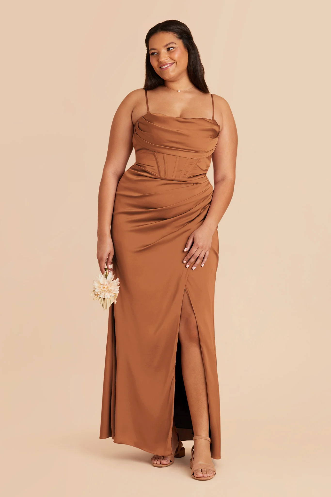 Carrie Matte Satin Dress - Rust - Image 7