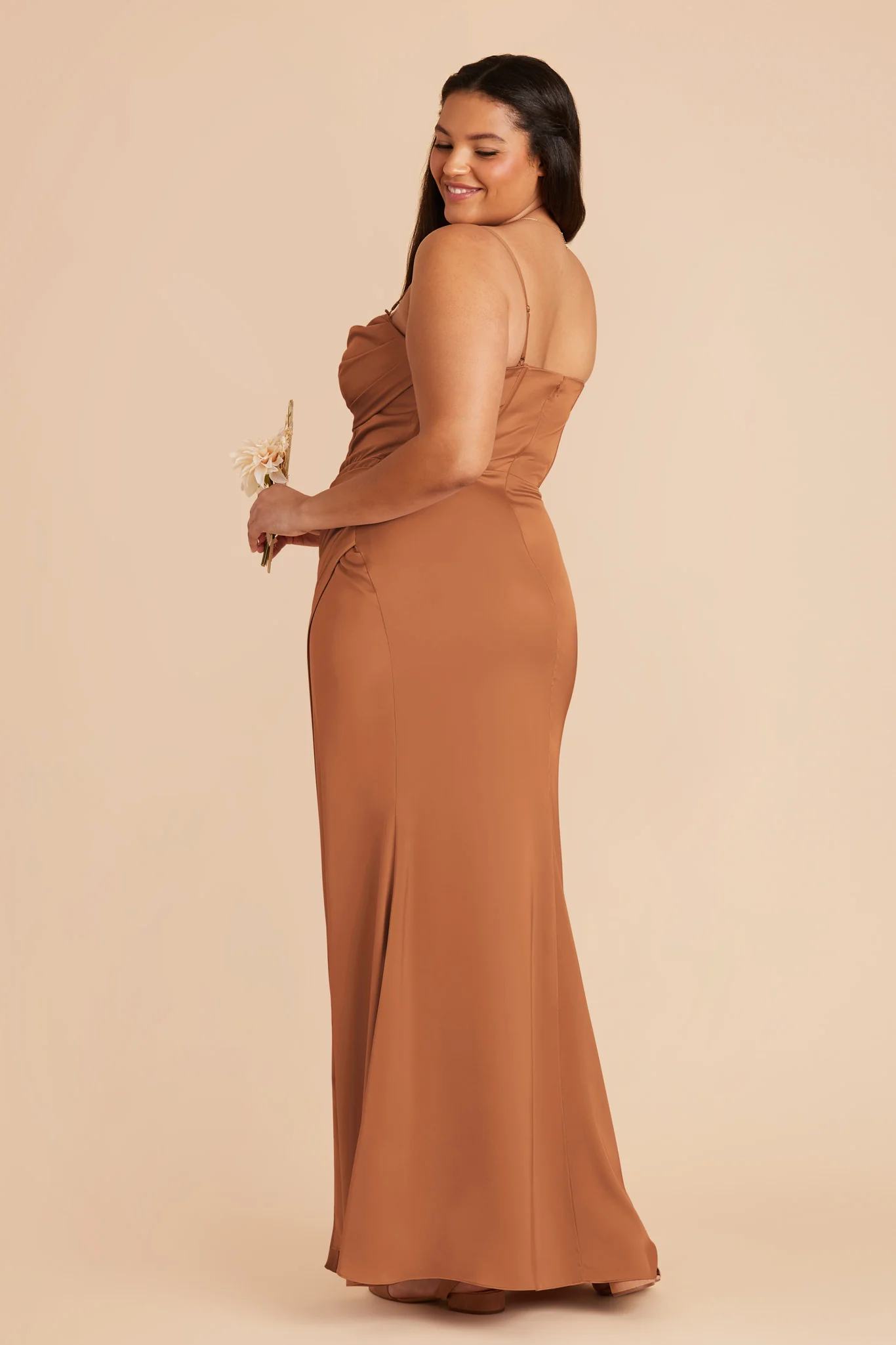 Carrie Matte Satin Dress - Rust - Image 8