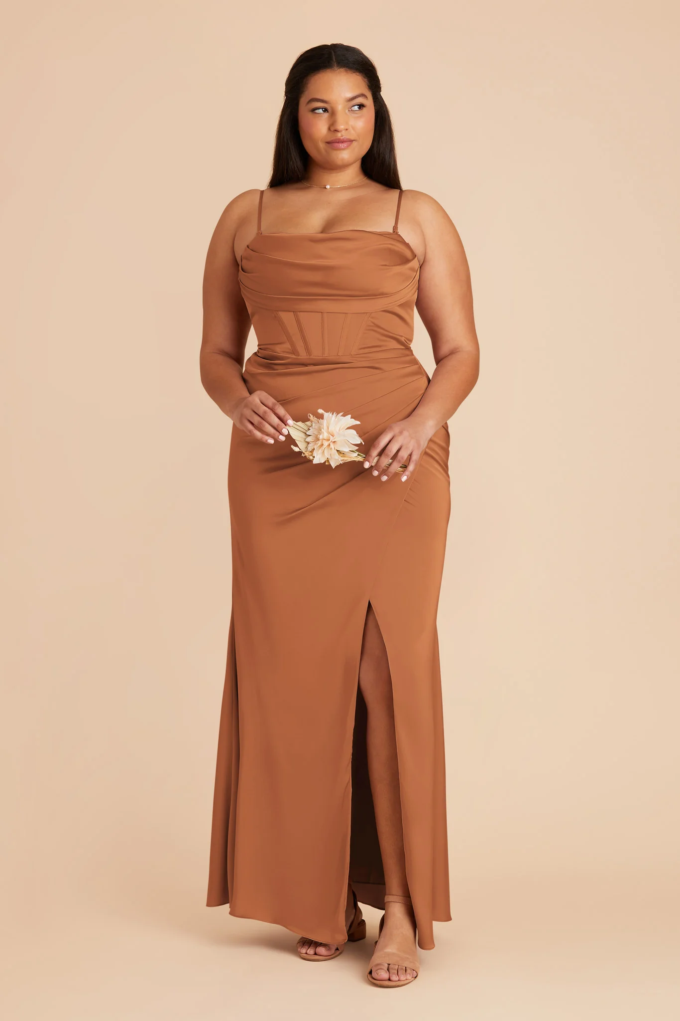 Carrie Matte Satin Dress - Rust - Image 9