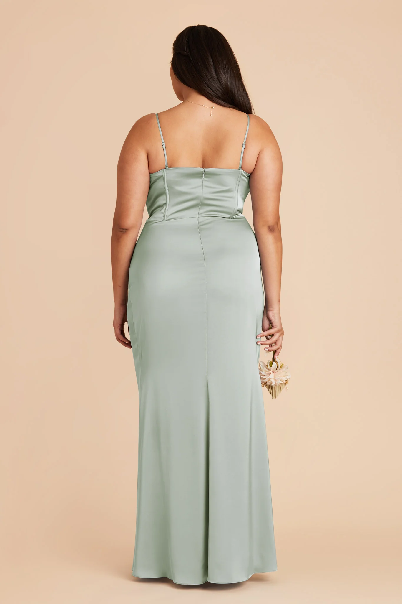 Carrie Matte Satin Dress - Sage - Image 11