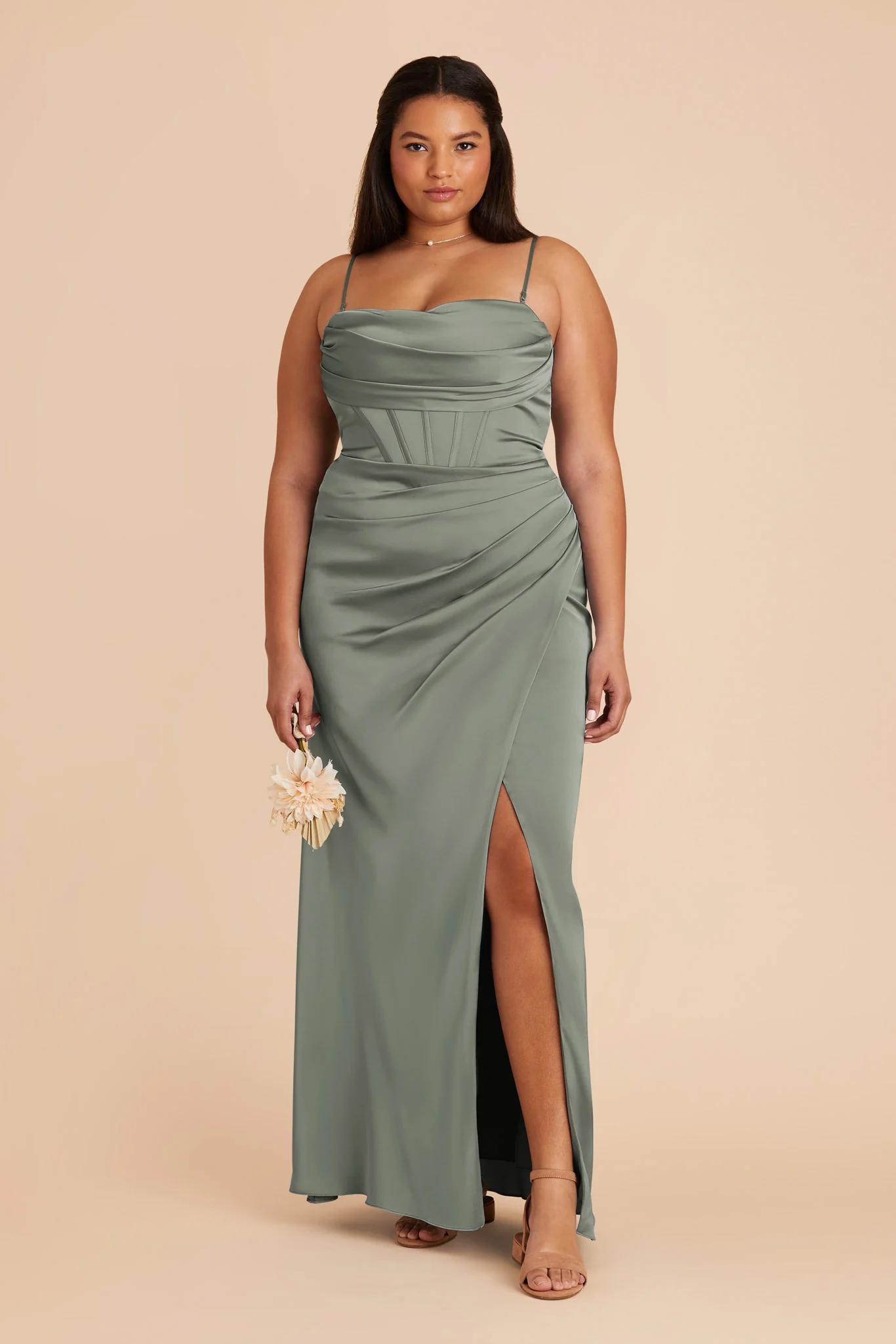 Carrie Matte Satin Dress - Sea Glass - Image 2