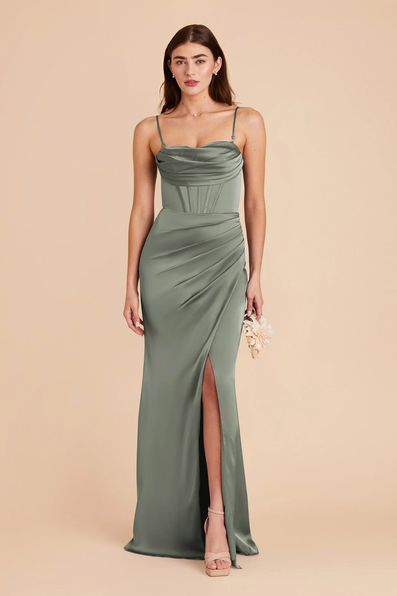 Carrie Matte Satin Dress - Sea Glass - Image 3