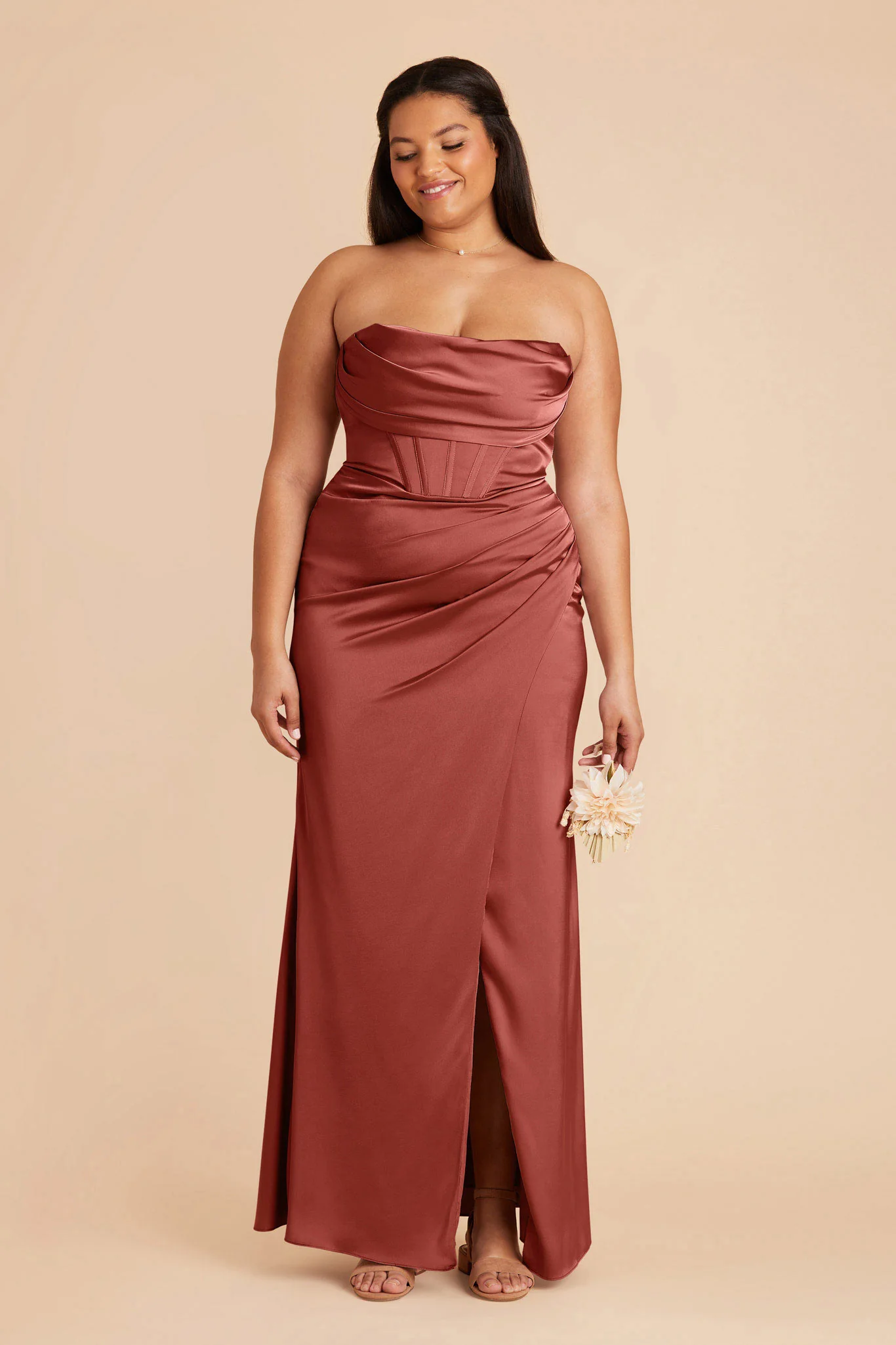 Carrie Matte Satin Dress - Spice - Image 2