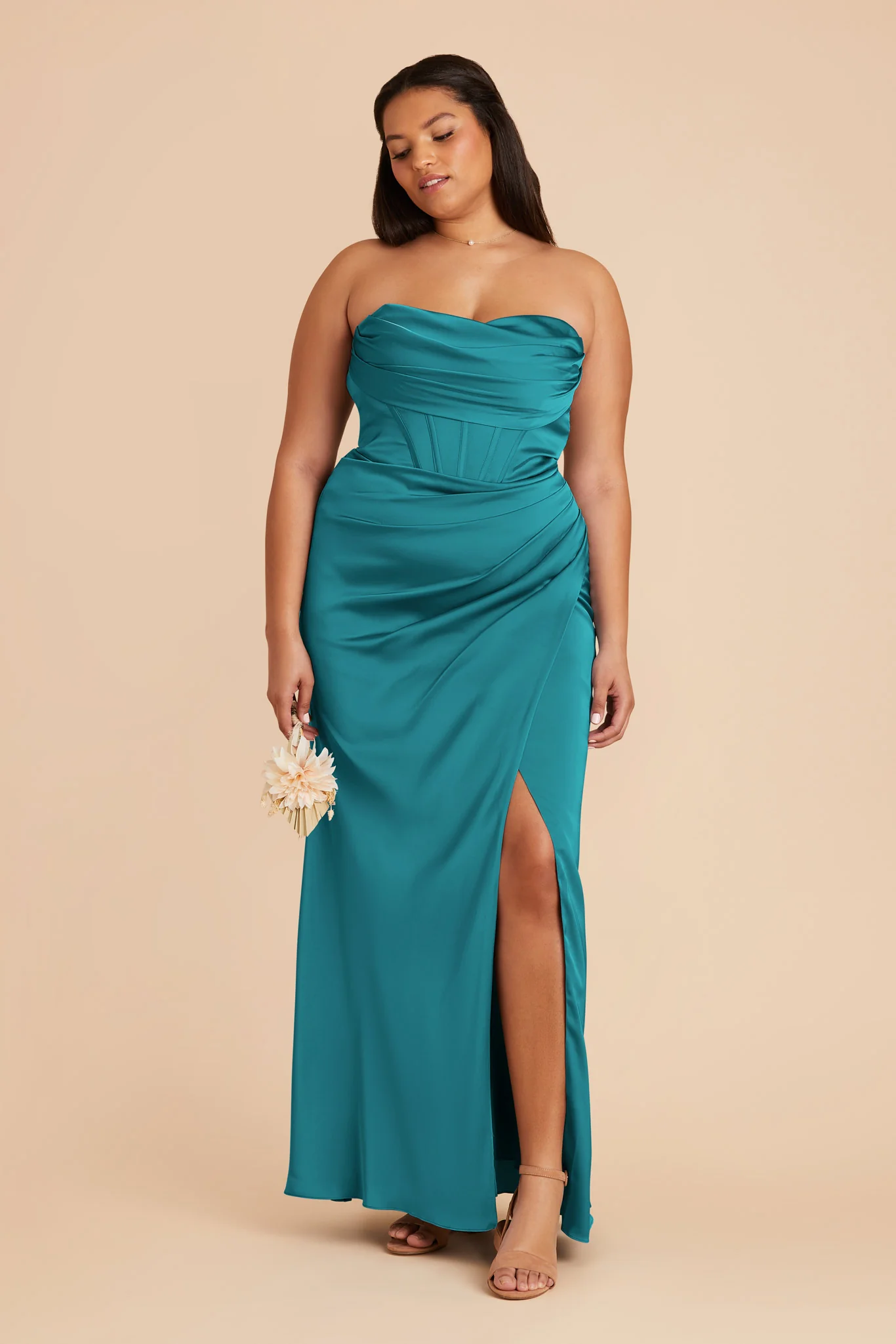 Carrie Matte Satin Dress - Teal - Image 8