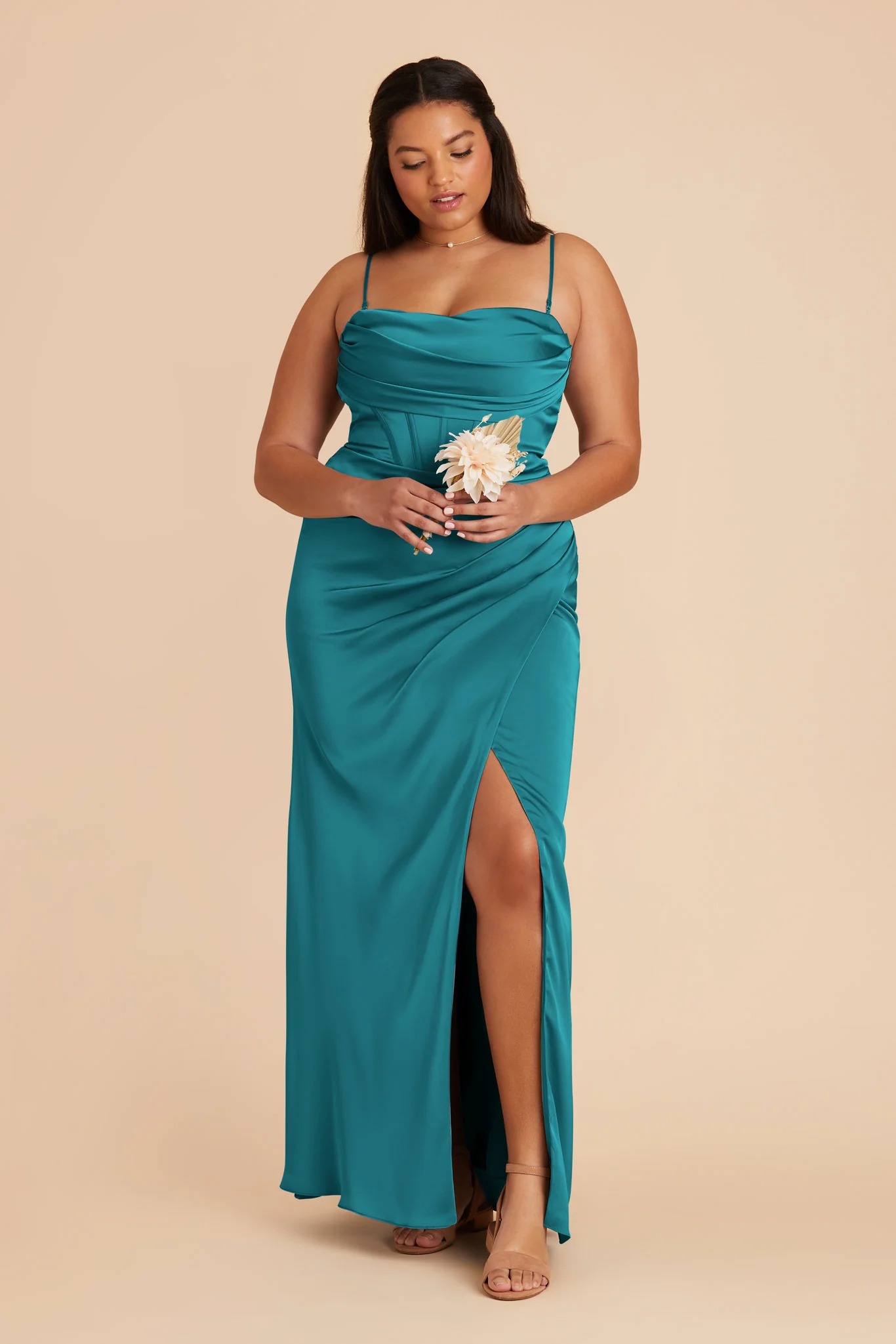 Carrie Matte Satin Dress - Teal - Image 9