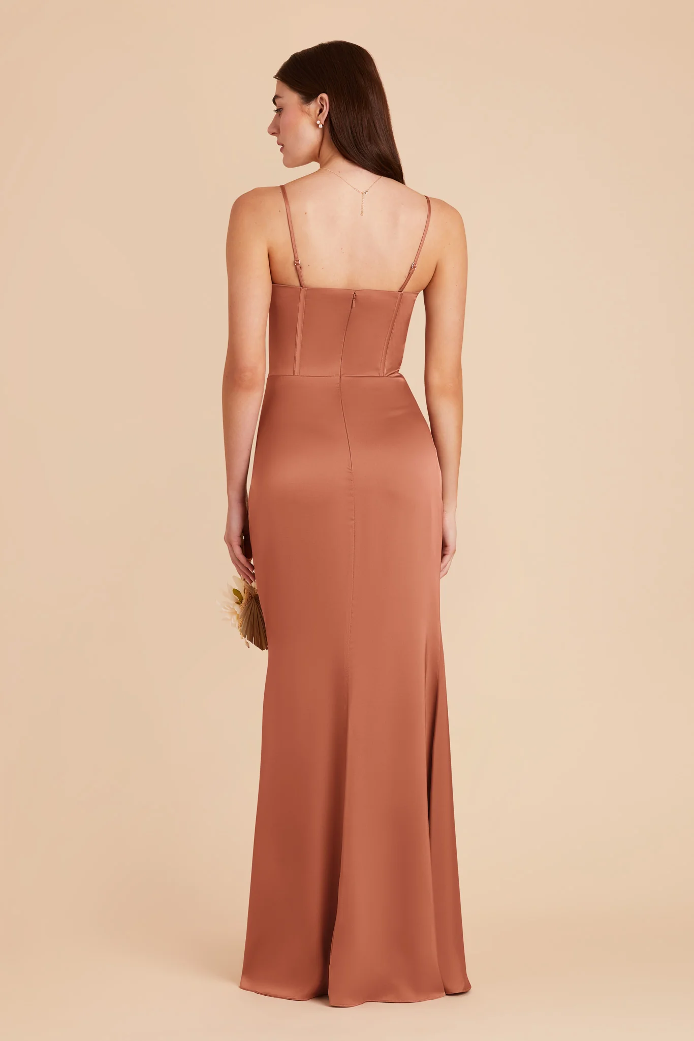 Carrie Matte Satin Dress - Terracotta - Image 5