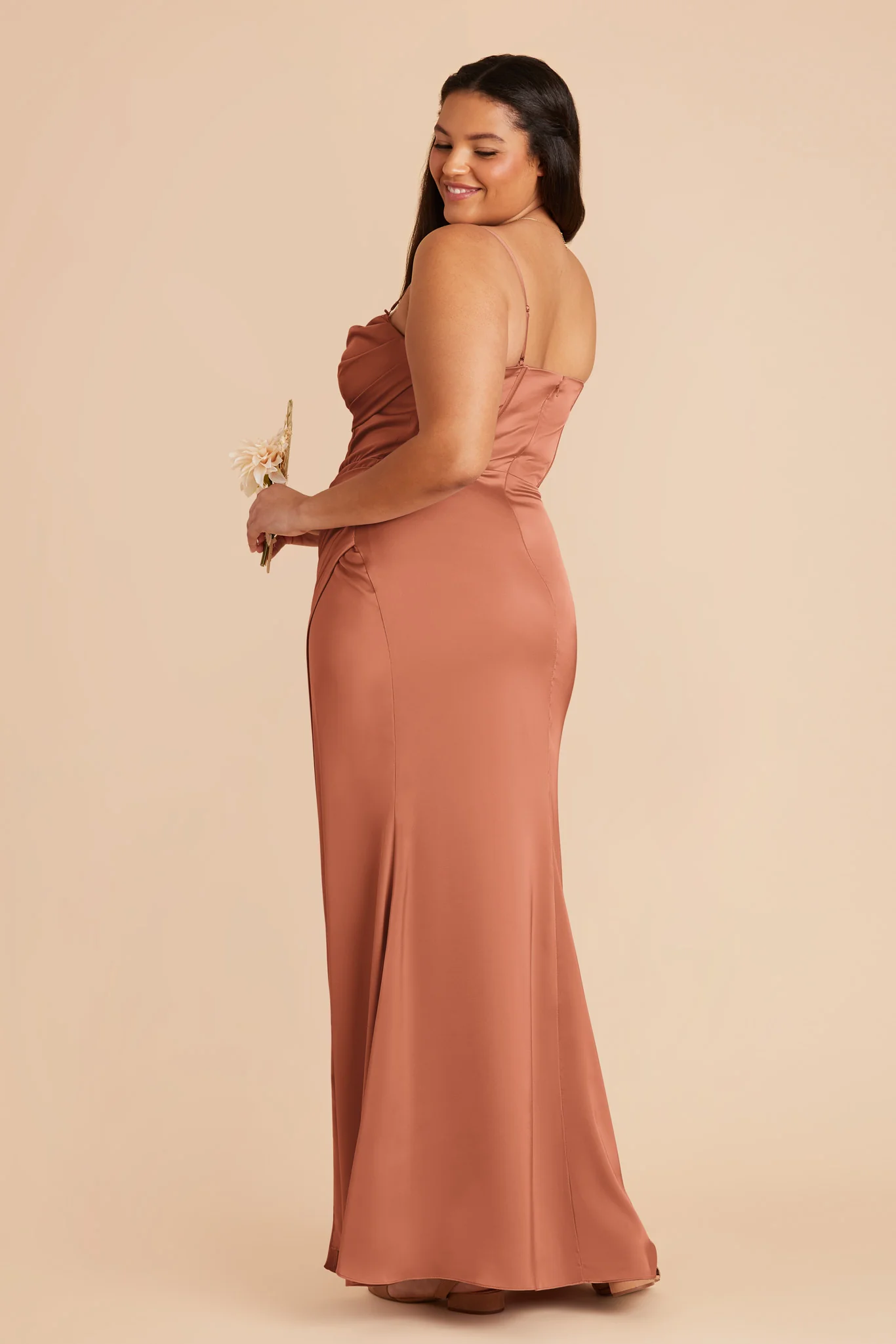 Carrie Matte Satin Dress - Terracotta - Image 8