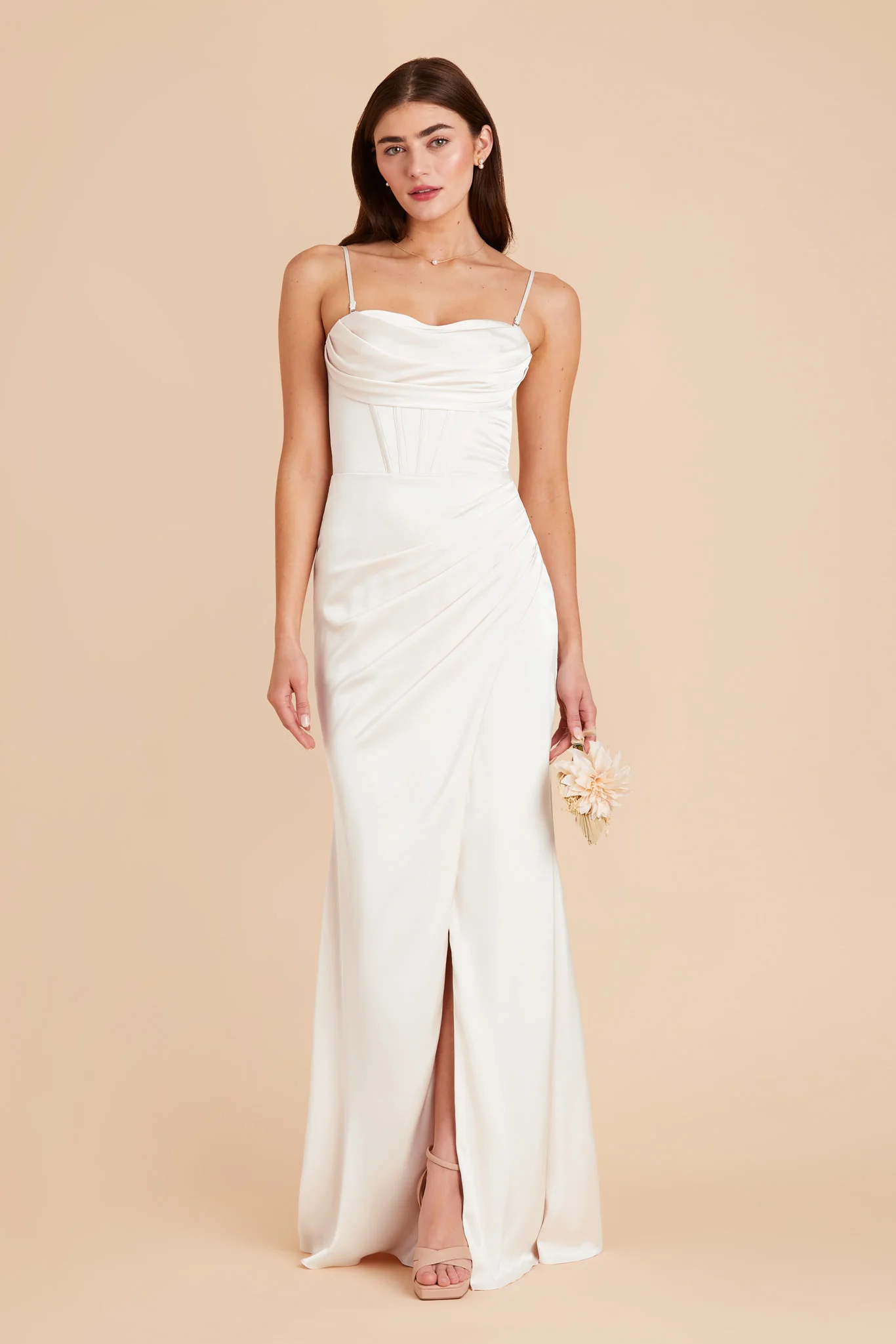 Carrie Matte Satin Dress - White - Image 6