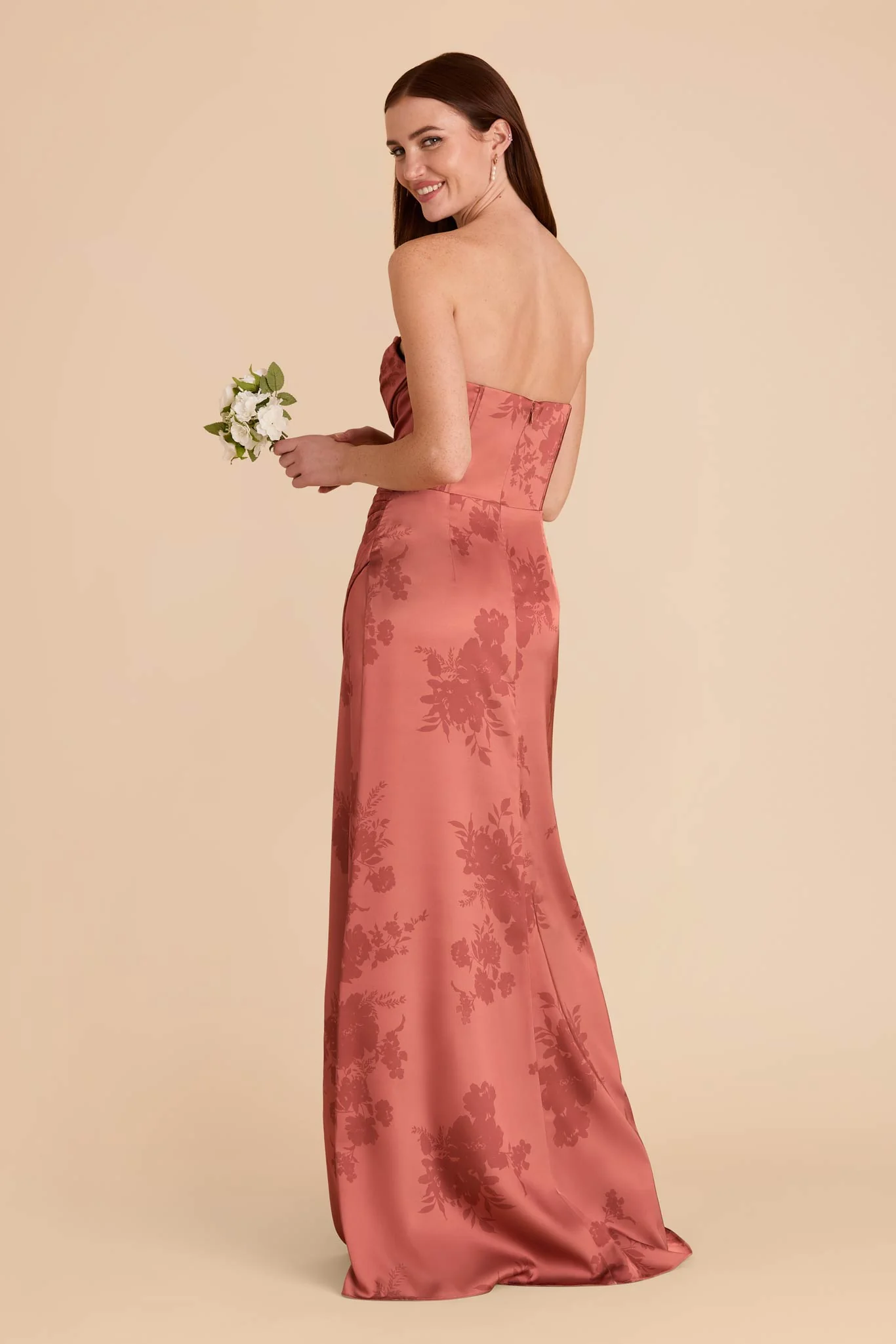 Carrie Matte Satin Dress - Wild Rose Whimsical Blooms - Image 3