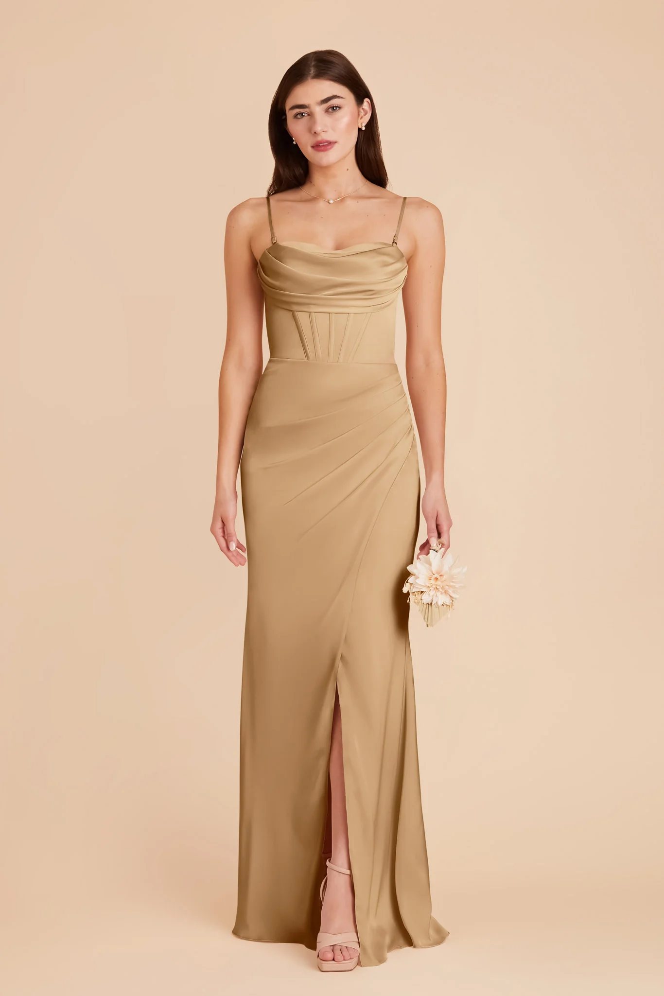 Carrie Matte Satin Dress - Yellow Gold