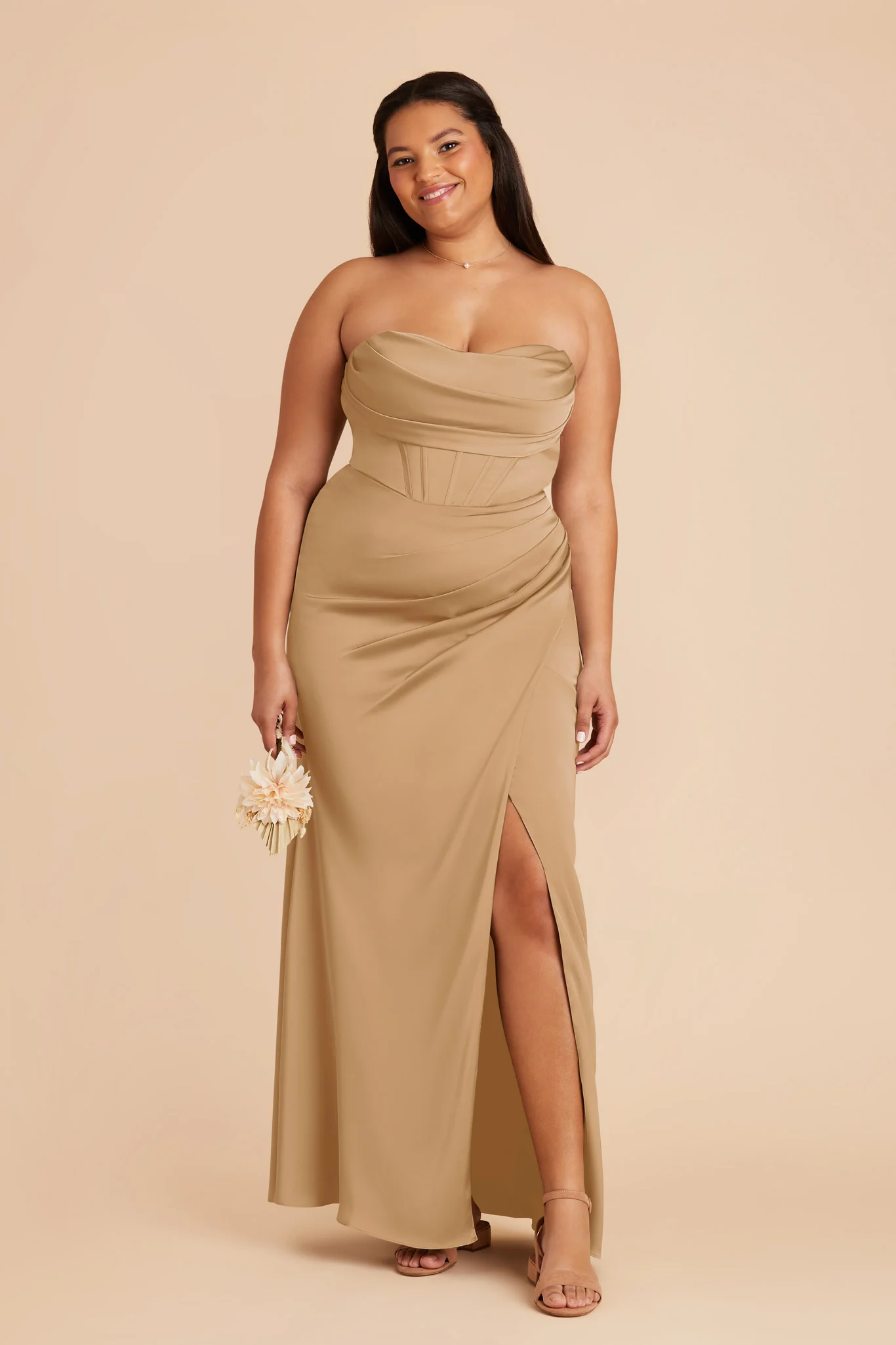 Carrie Matte Satin Dress - Yellow Gold - Image 7